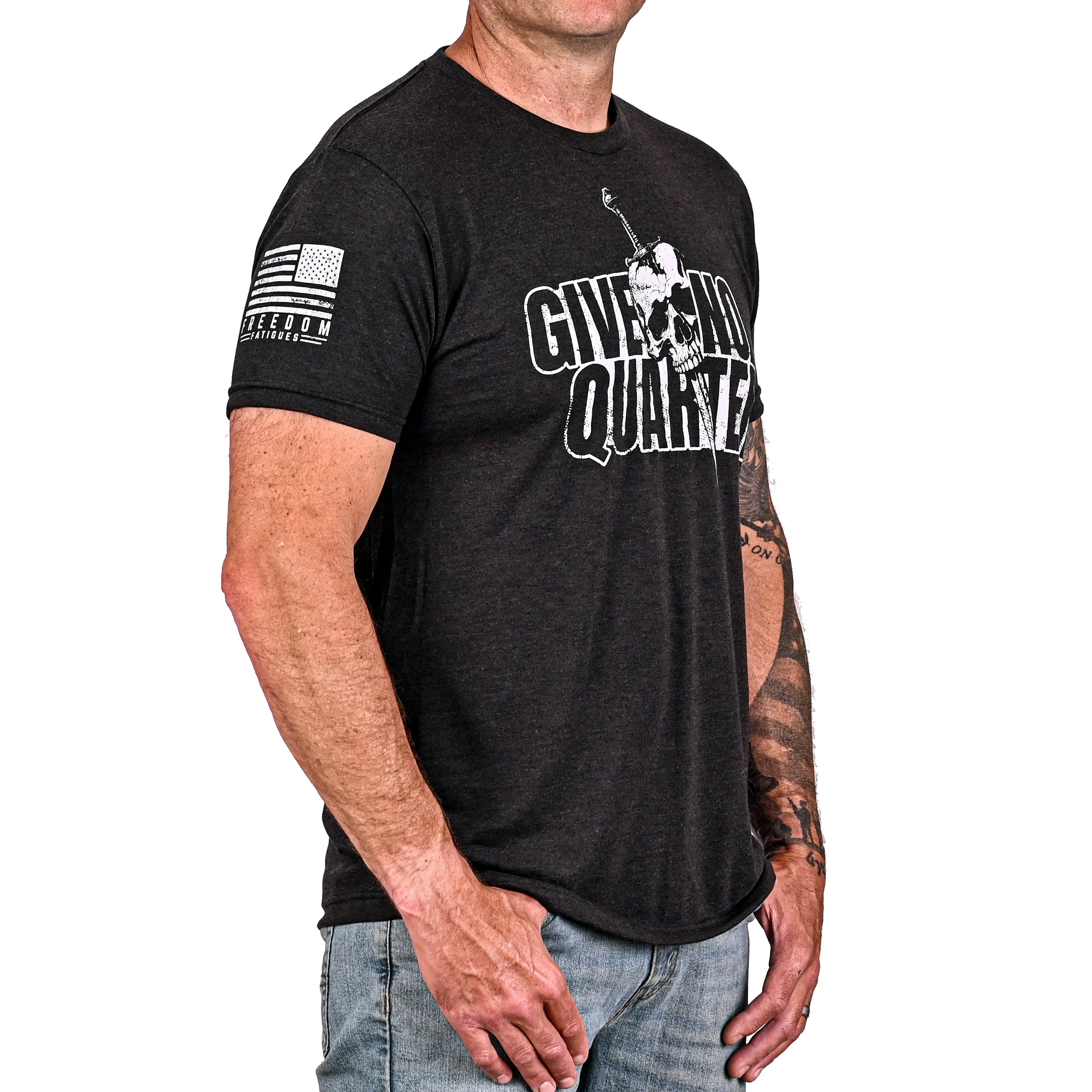 Men's Give No Quarter Patriotic T-Shirt, Right Side