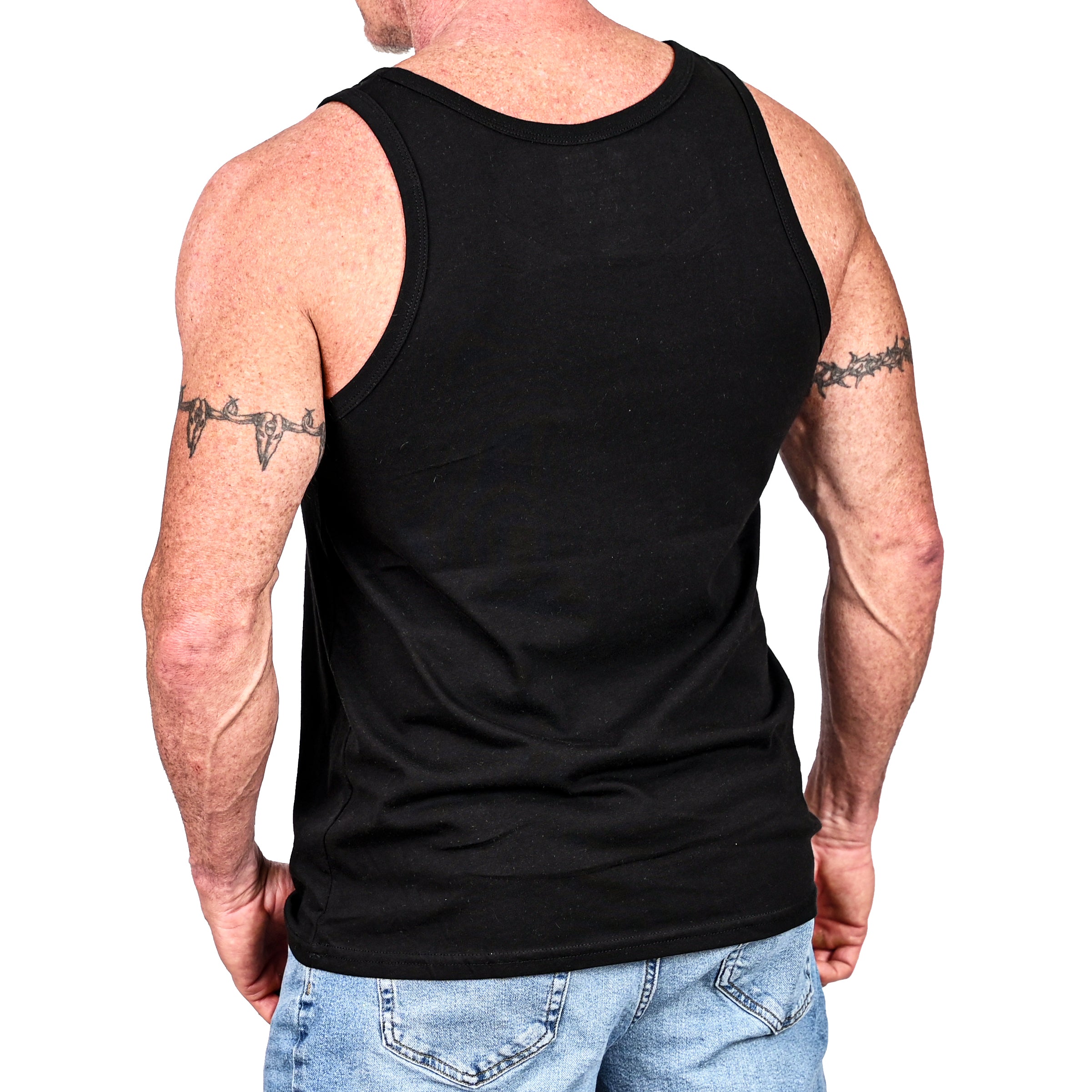 Men's Camo American Flag Patriotic Tank Top, Back View