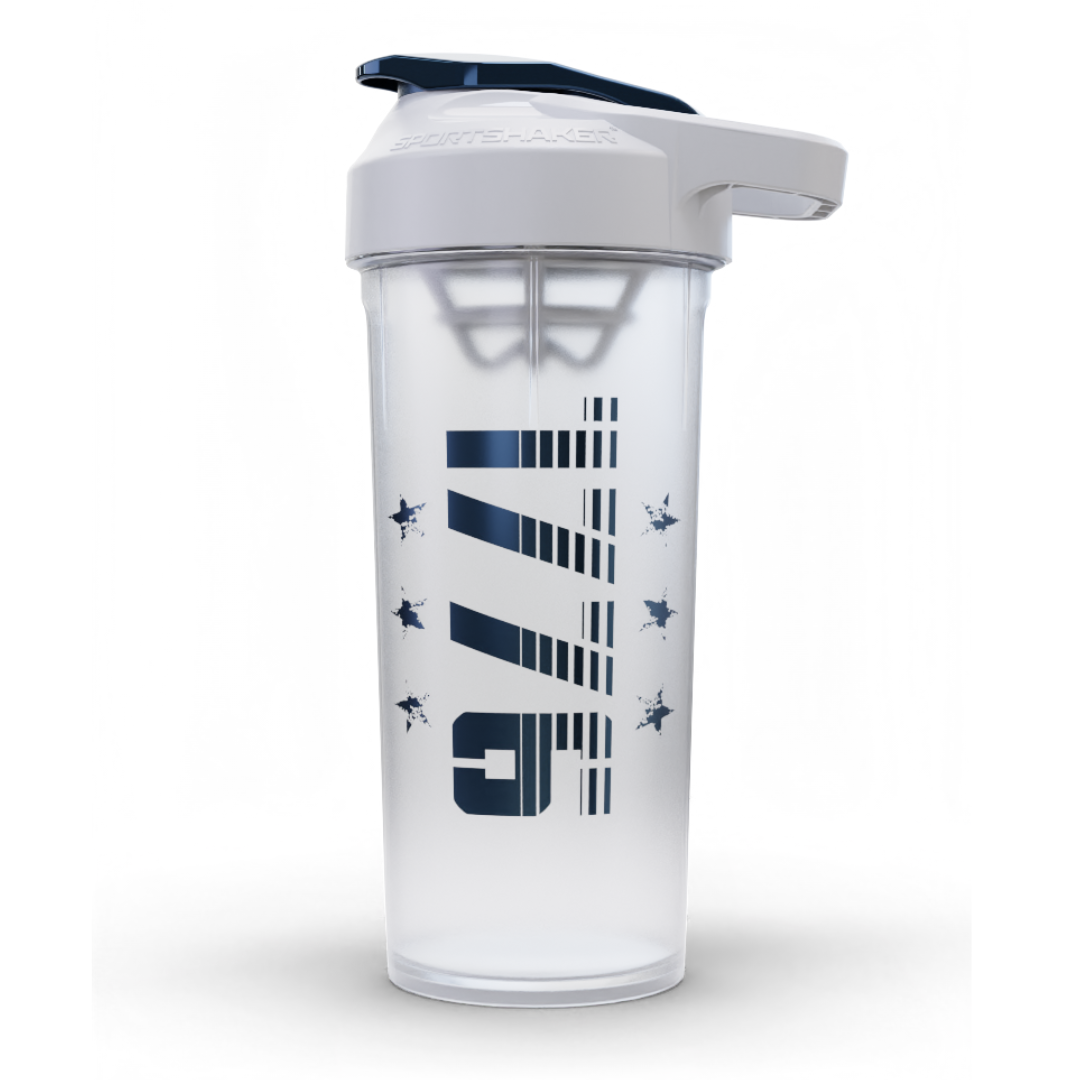 1776 Frosted White Shaker Bottle