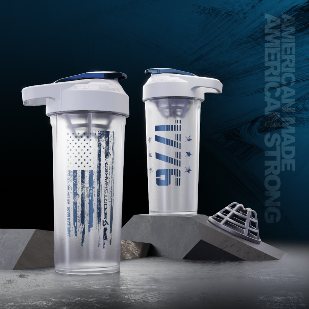 1776 Frosted White Patriotic Shaker Bottle