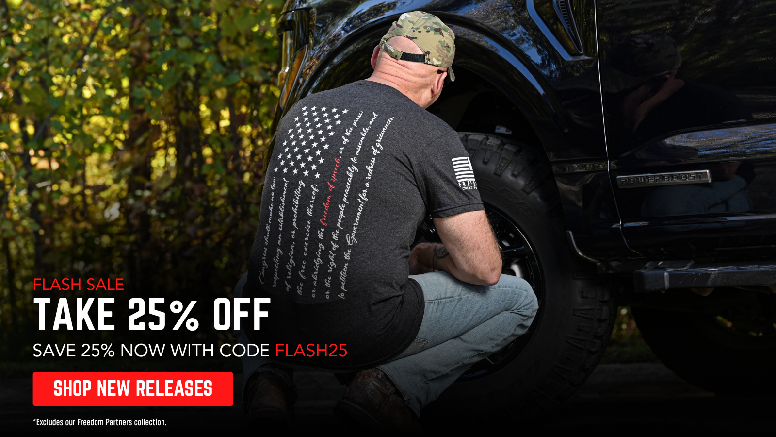 Man working on a vehicle with a 25% off promotion 