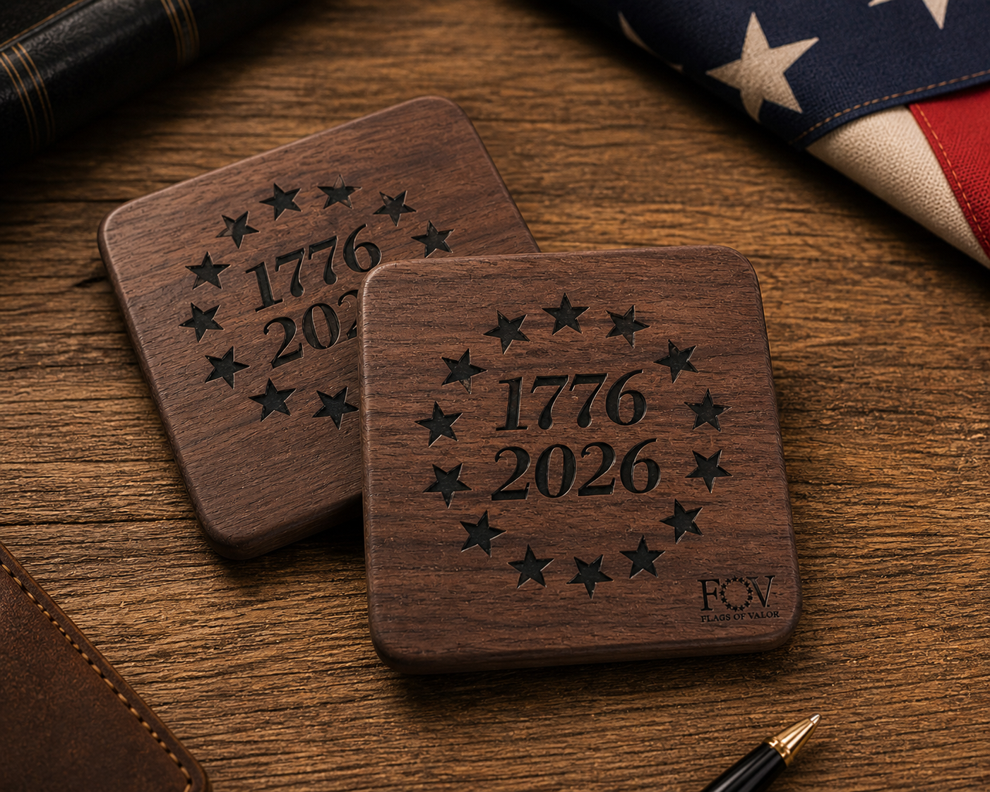 Freedom 250 Walnut Coaster Set