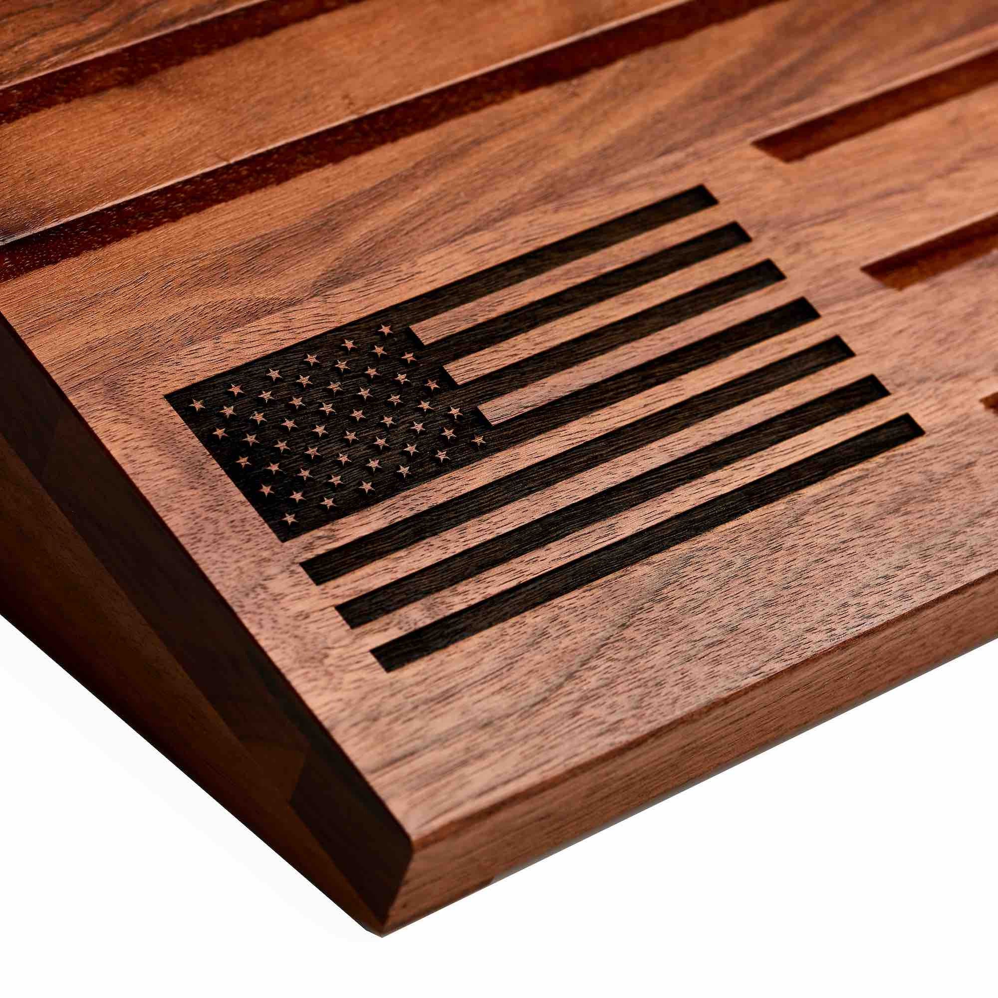 Wooden Desktop Challenge Coin Holder - Flags of Valor