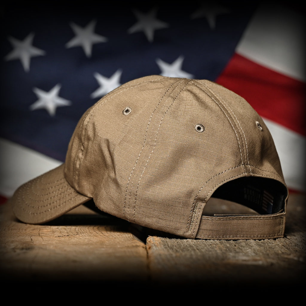Coyote Brown Ripstop Full Fabric American Flag Range Hat