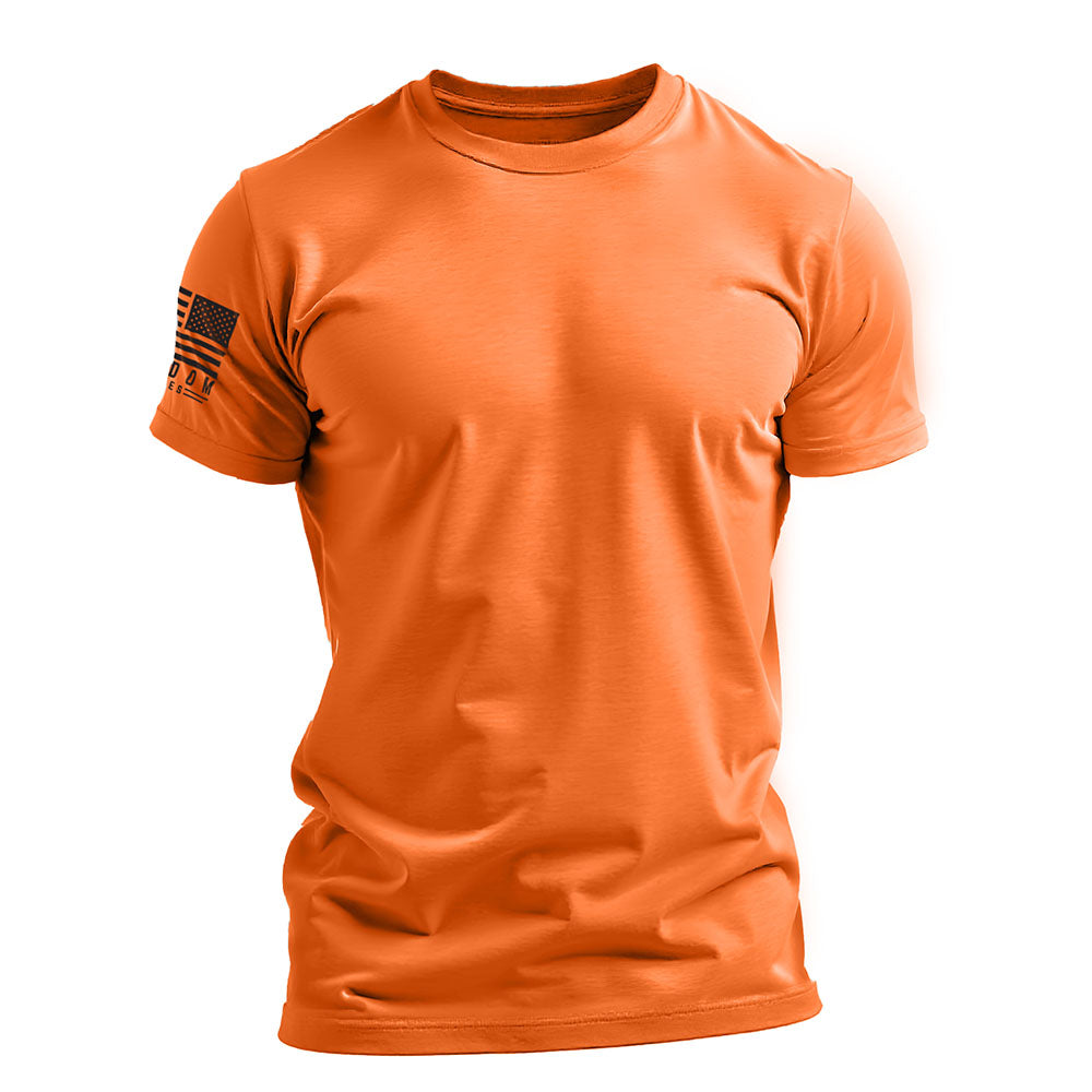 Men's Basic Hi-Vis Orange Patriotic Work Shirt, 3D Mockup