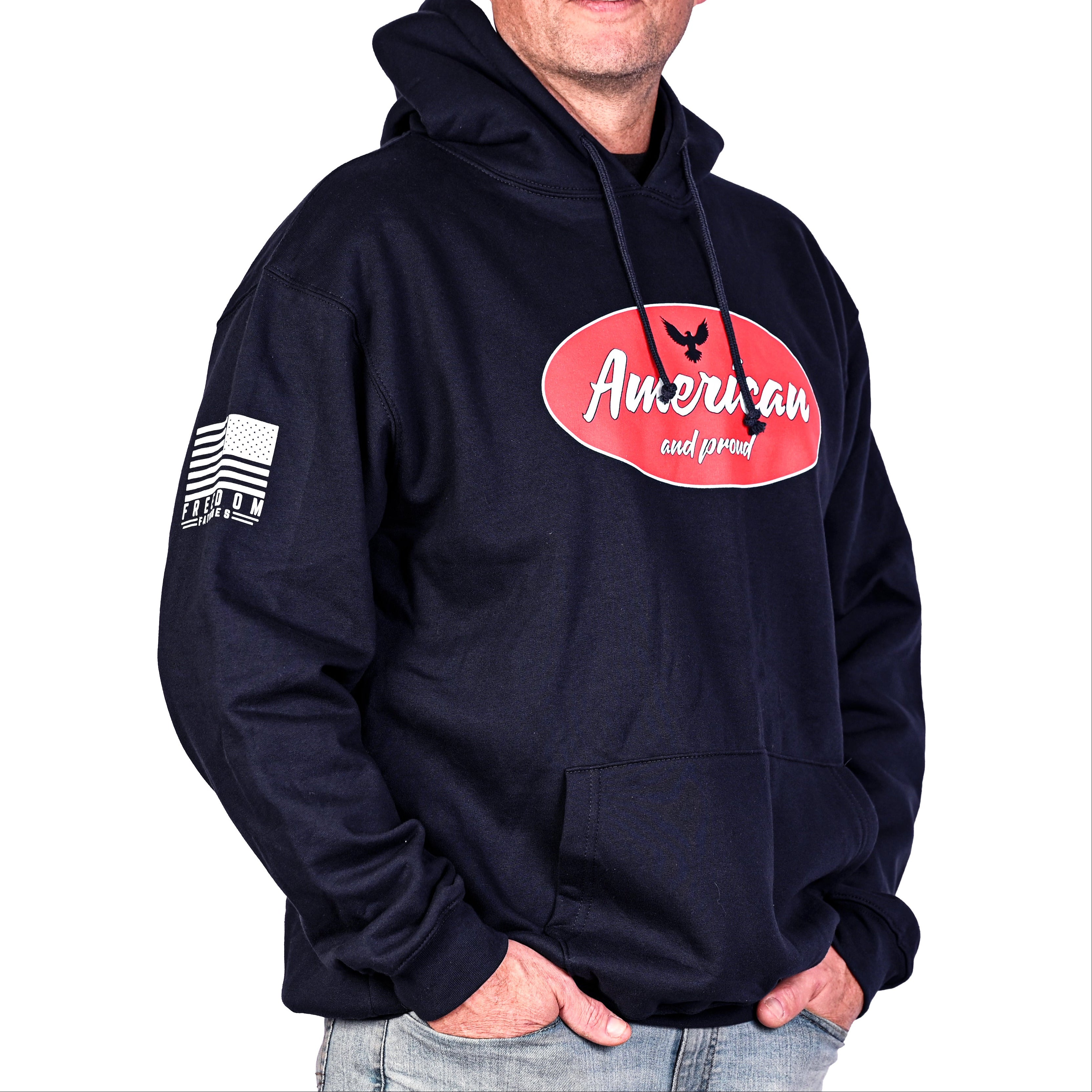 Men's Heavyweight Oversized American & Proud Patriotic Hoodie