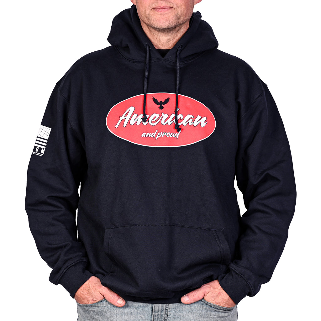 Men's Heavyweight Oversized American & Proud Patriotic Hoodie
