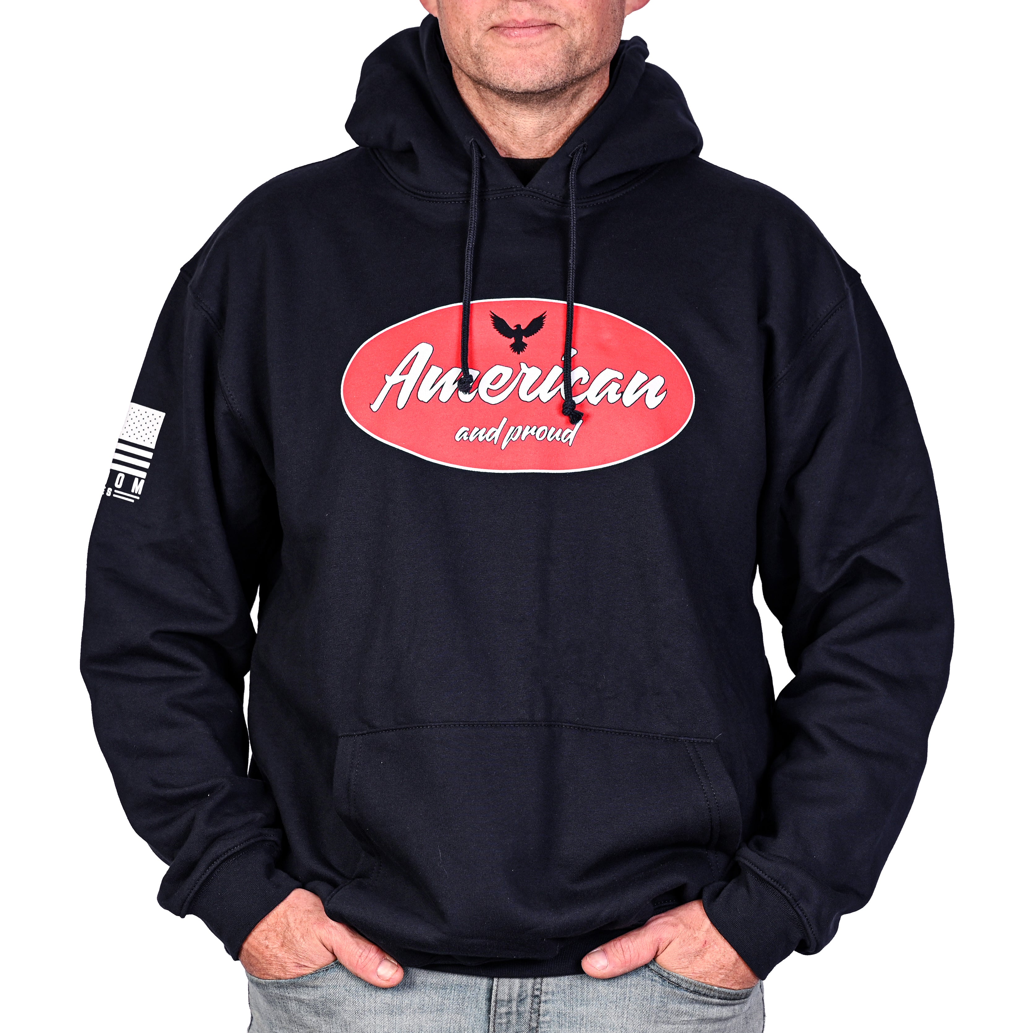 Men's Heavyweight Oversized American & Proud Patriotic Hoodie