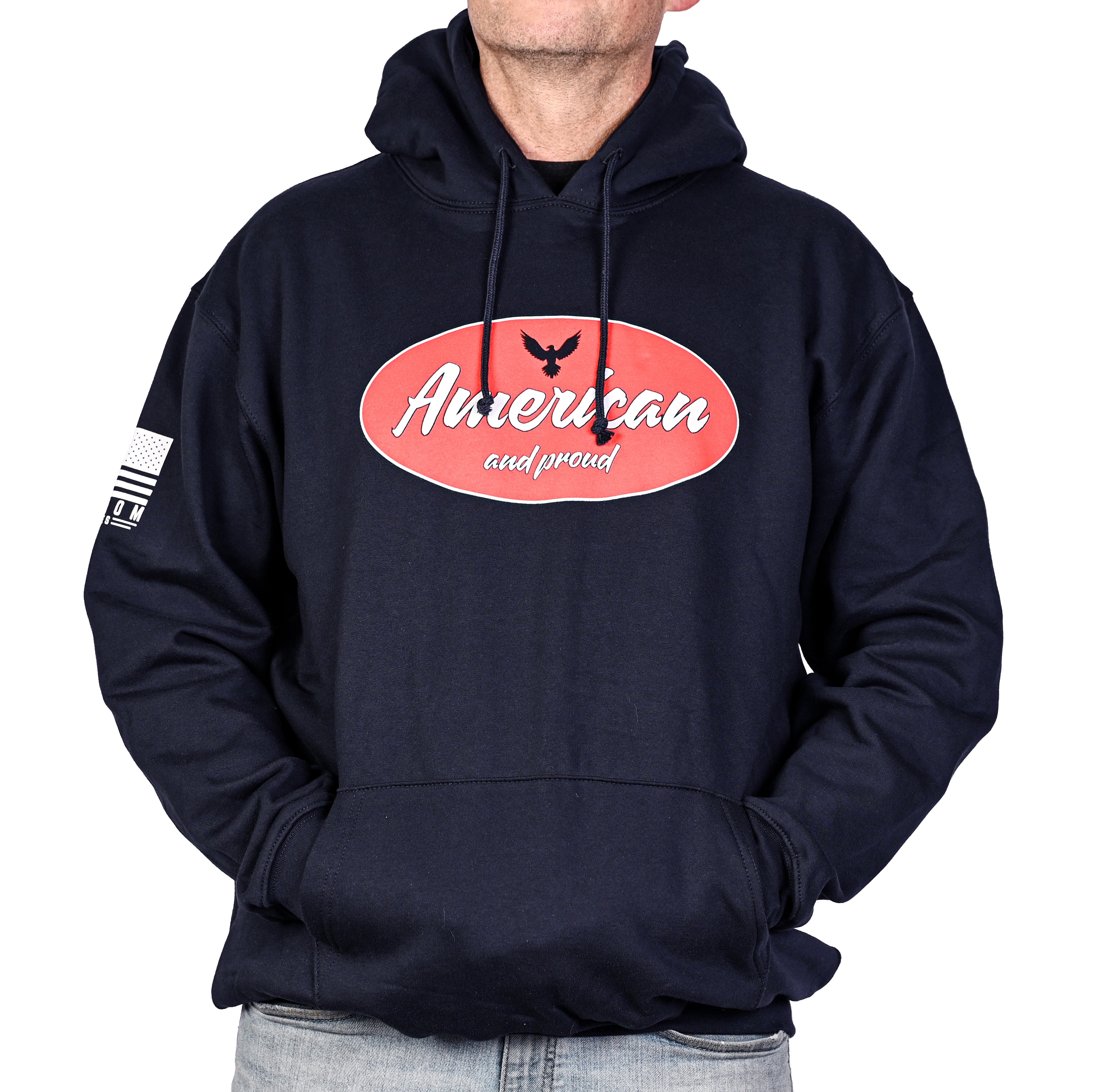 Men's Heavyweight Oversized American & Proud Patriotic Hoodie