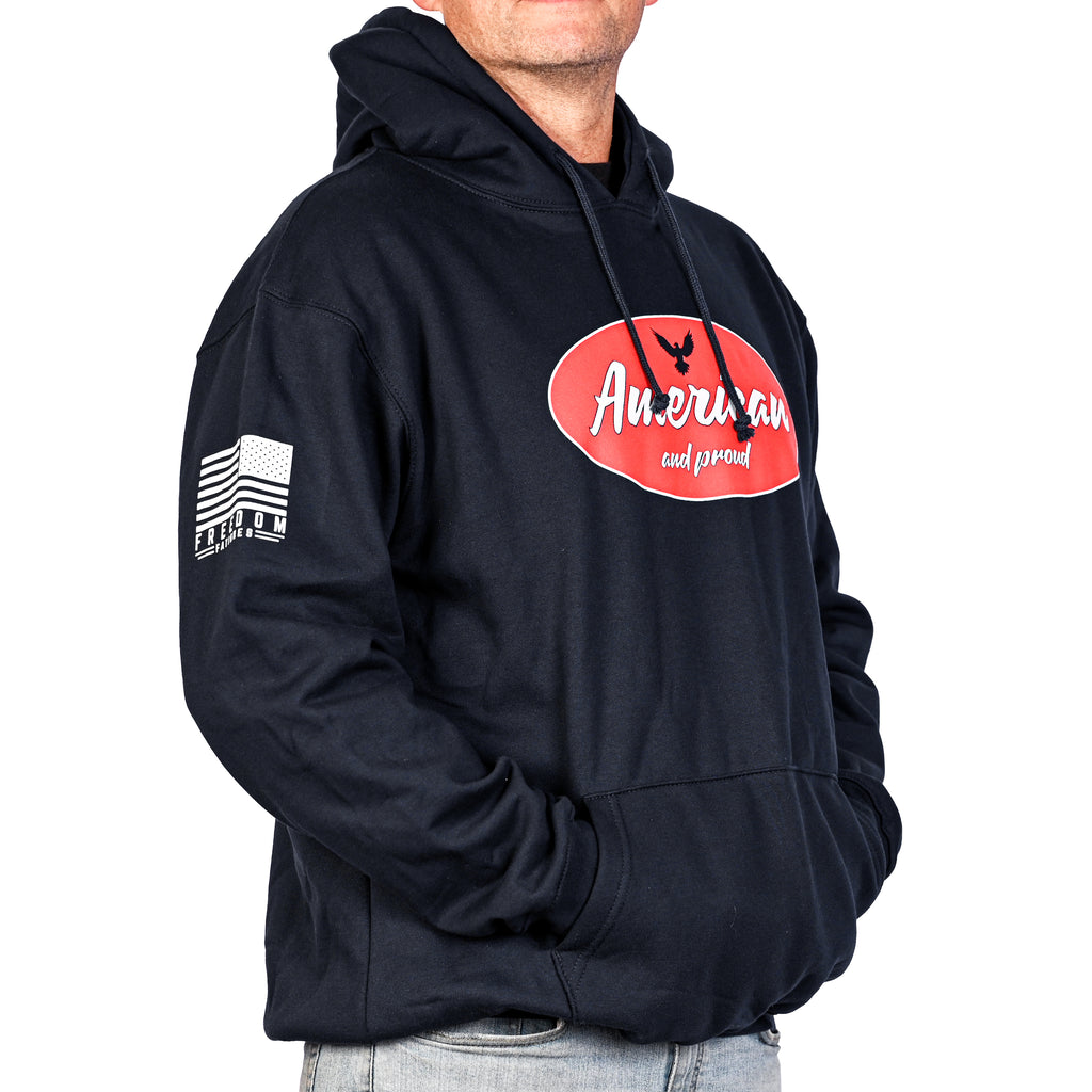 Men's Heavyweight Oversized American & Proud Patriotic Hoodie