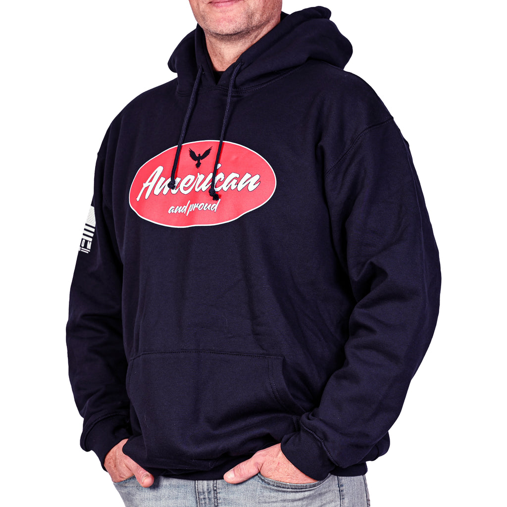 Men's Heavyweight Oversized American & Proud Patriotic Hoodie