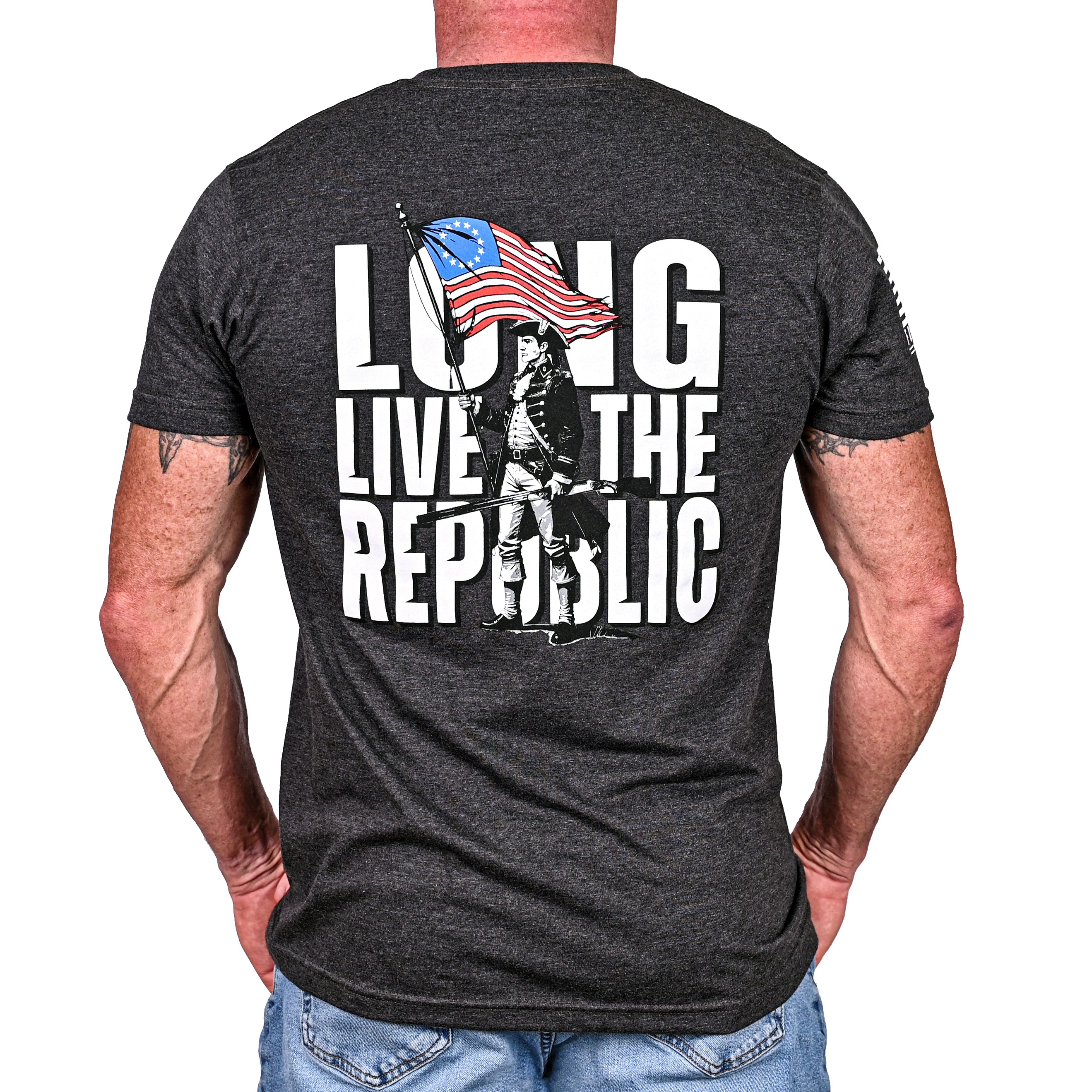 Men's Long Live The Republic Patriotic T-shirt Back View