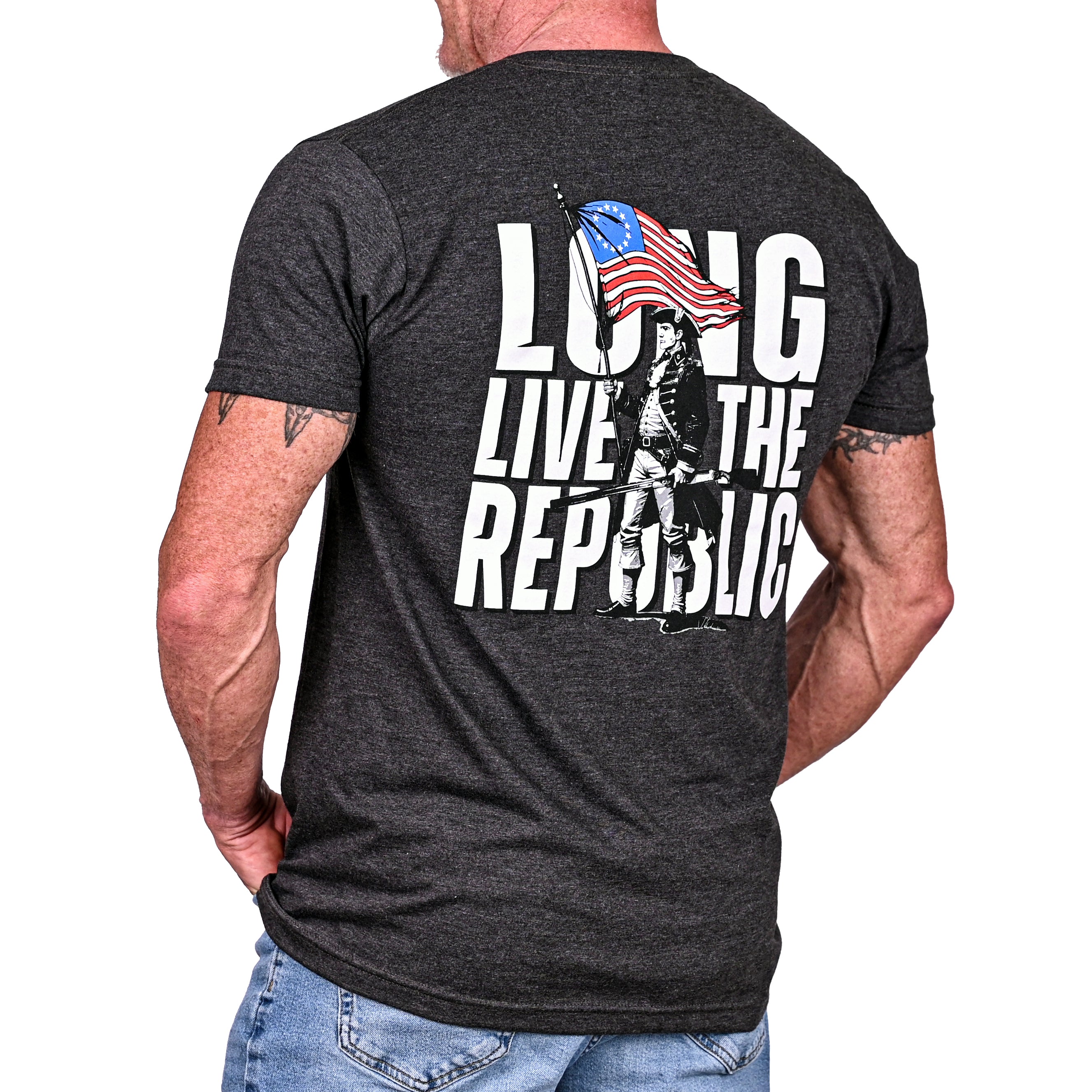 Men's Long Live The Republic Patriotic T-shirt Back View