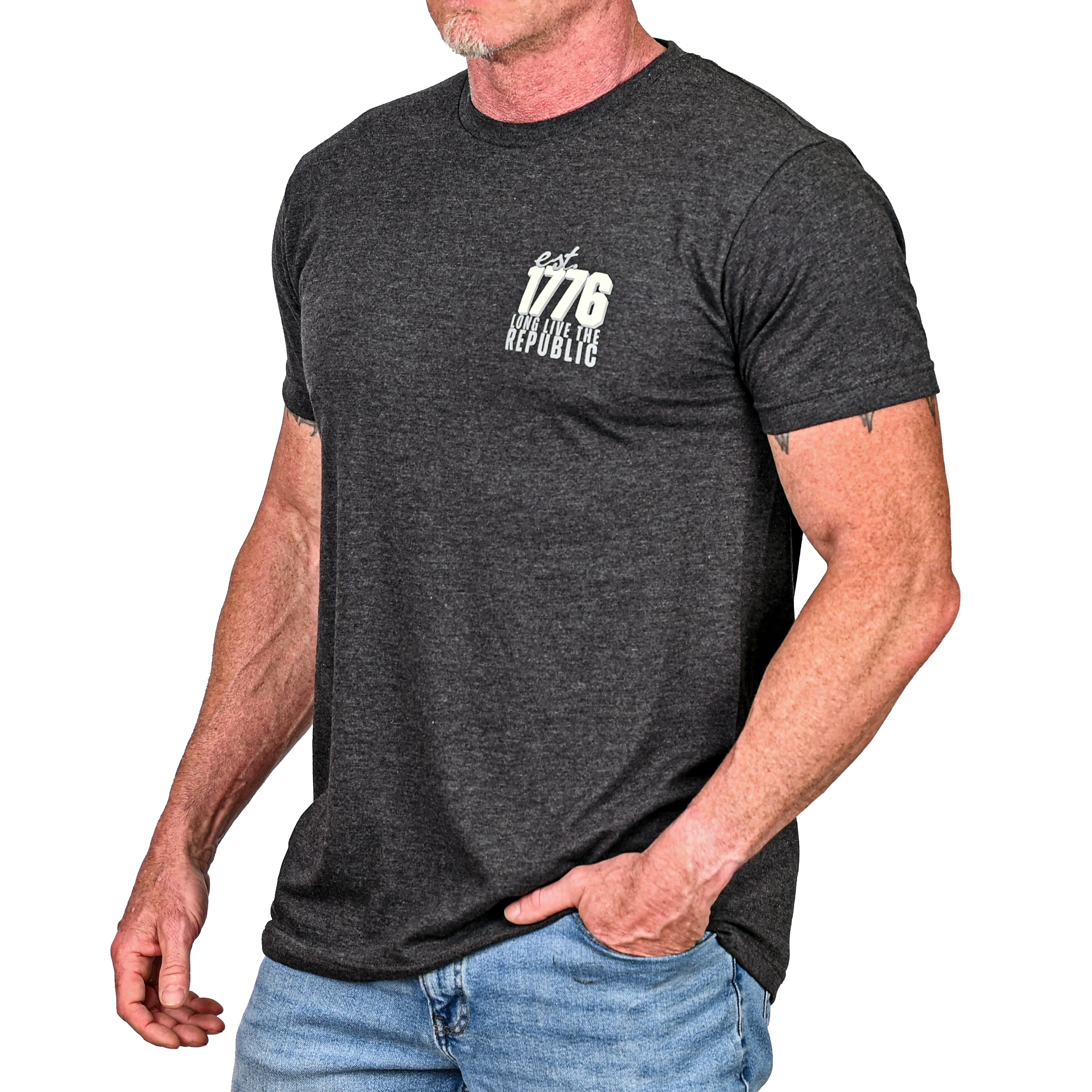 Men's Long Live The Republic Patriotic T-shirt Left Side View