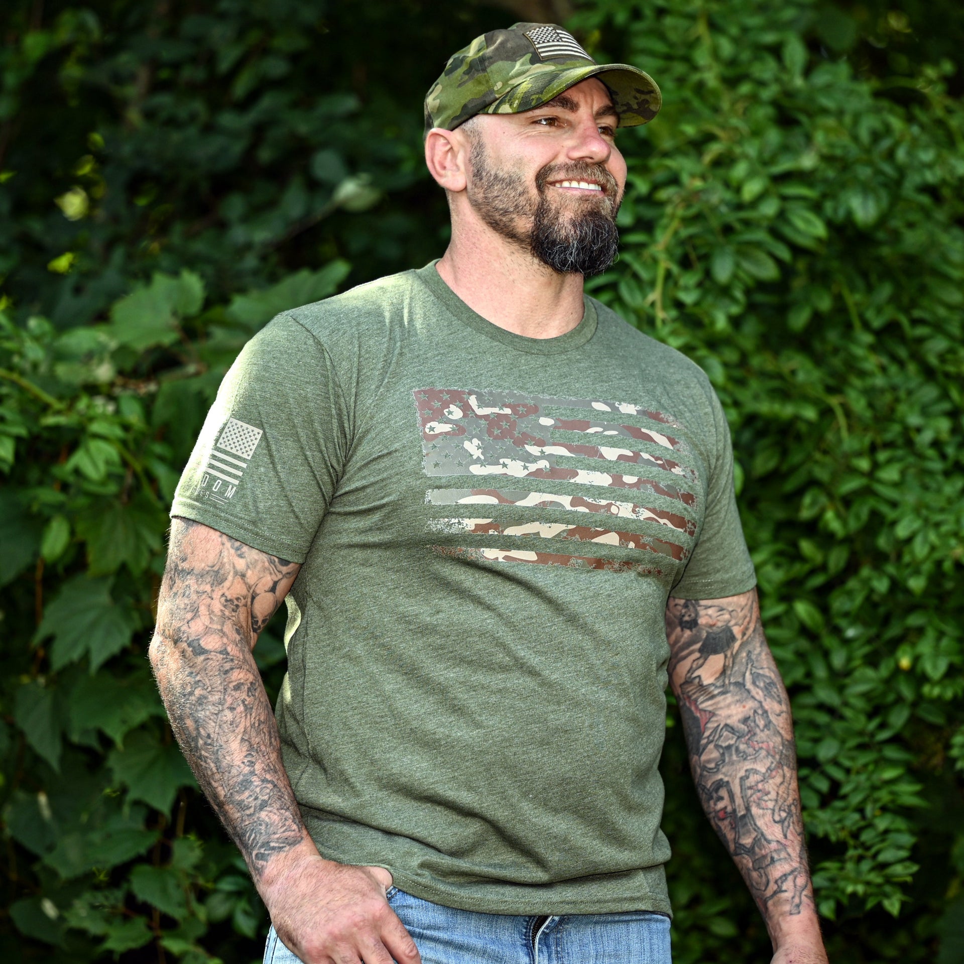Camo American Flag Patriotic T Shirt