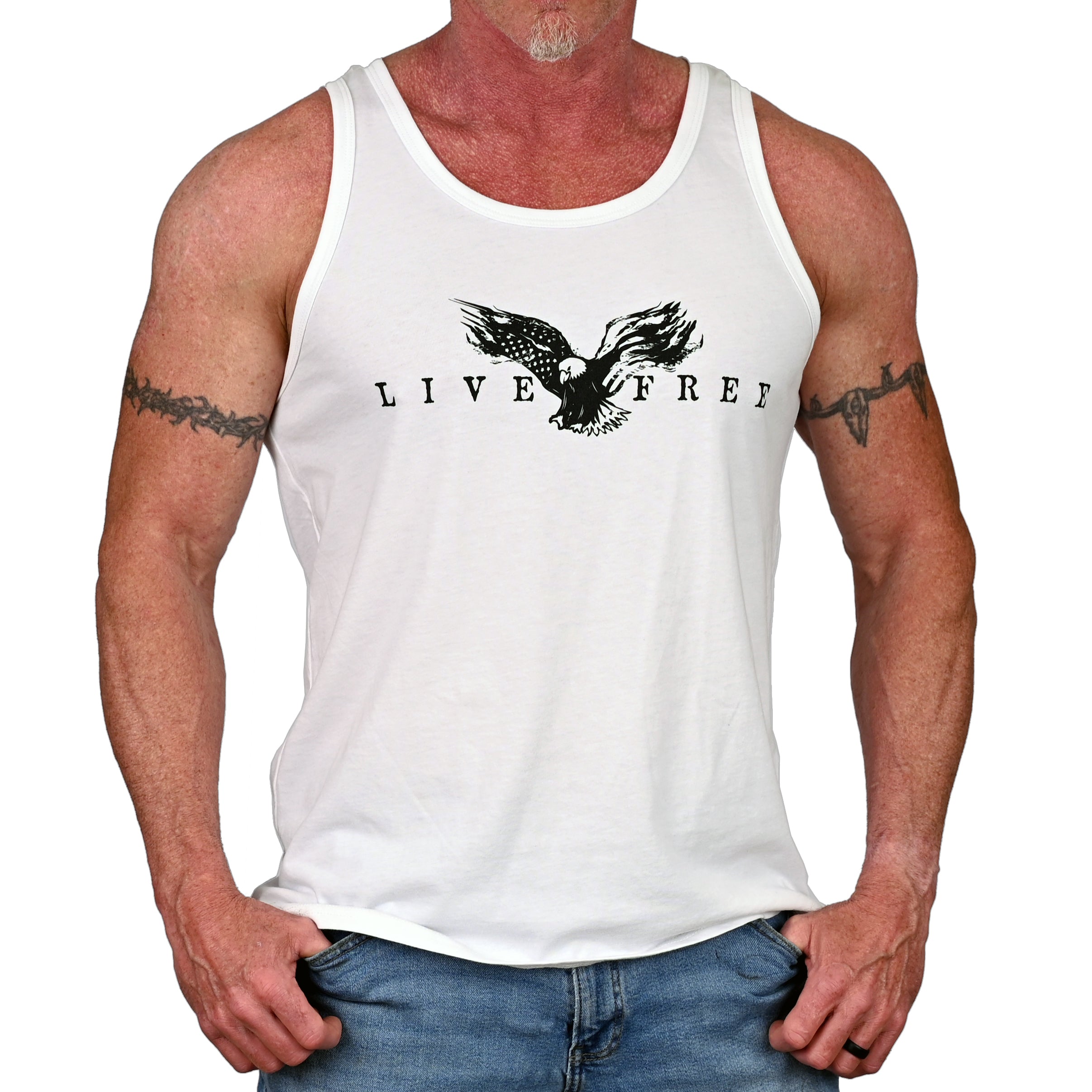 Men's Live Free Patriotic Tank Top Front View