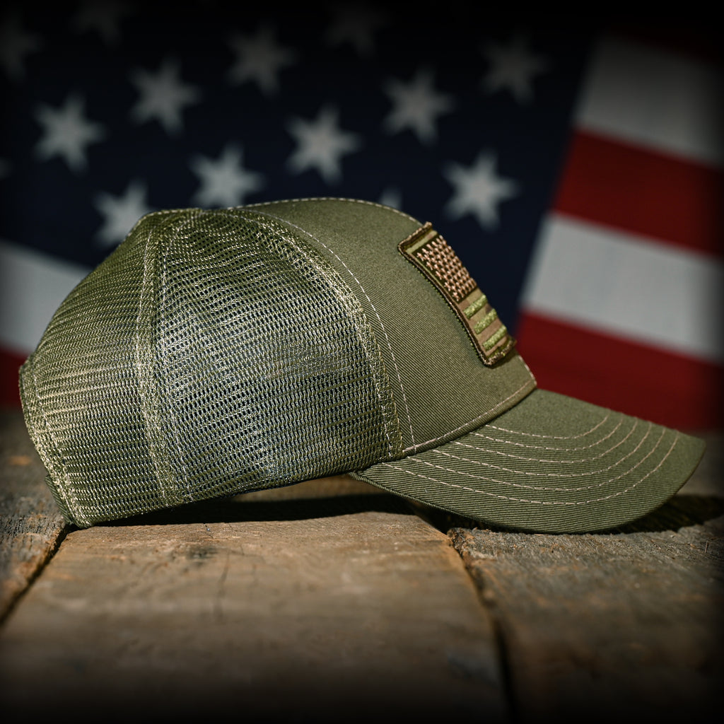 MultiCam American Flag Patch Green Ball Cap 