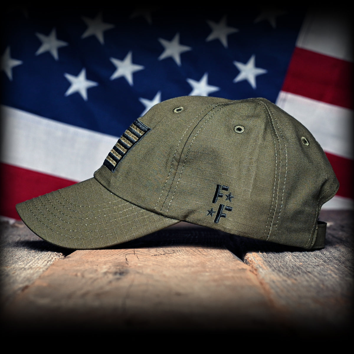 OD Green Ripstop Full Fabric American Flag Range Hat