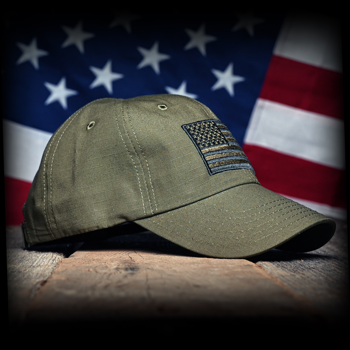 OD Green Ripstop Full Fabric American Flag Range Hat