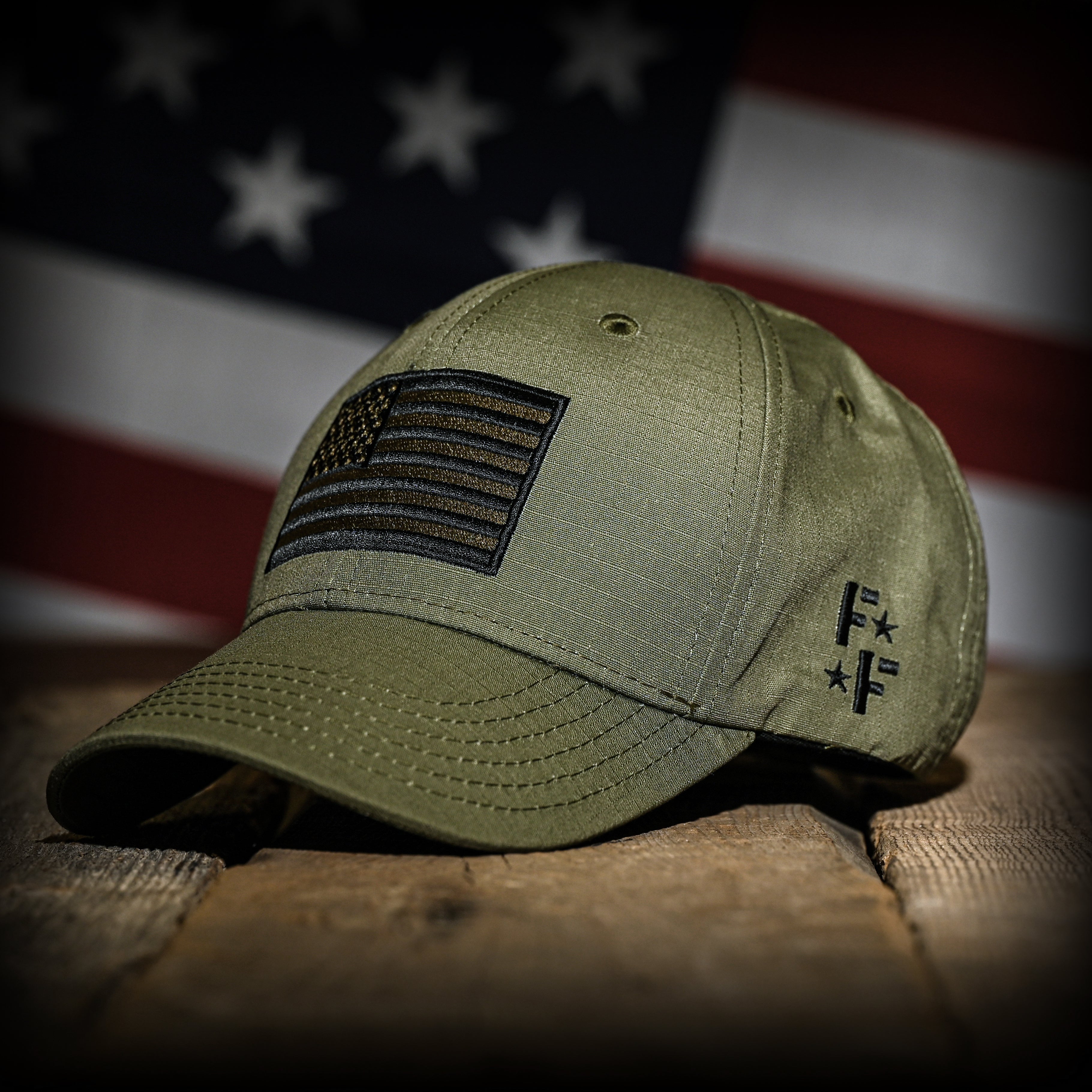 Ranger Green Ripstop Full Fabric American Flag Hat