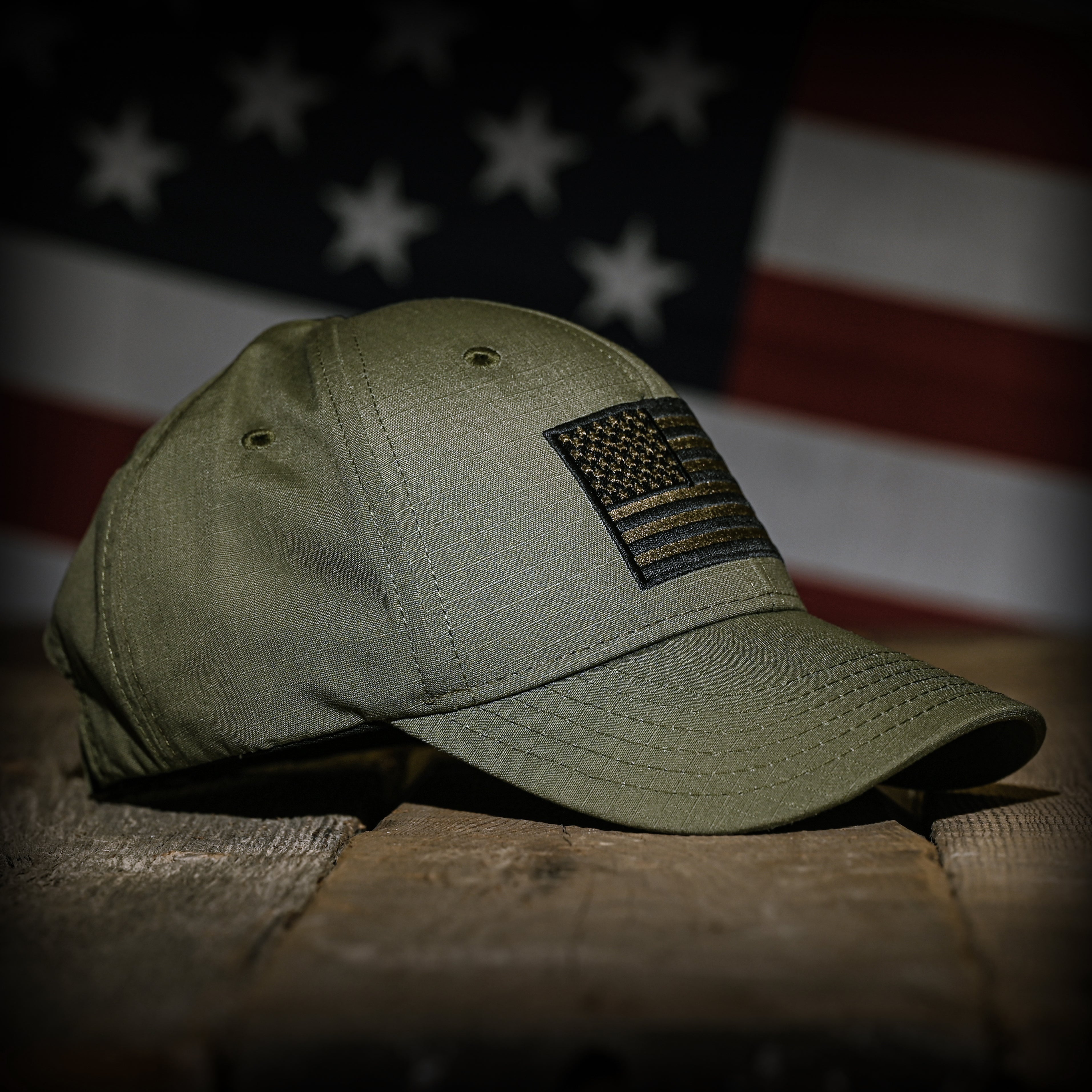 Ranger Green Ripstop Full Fabric American Flag Hat