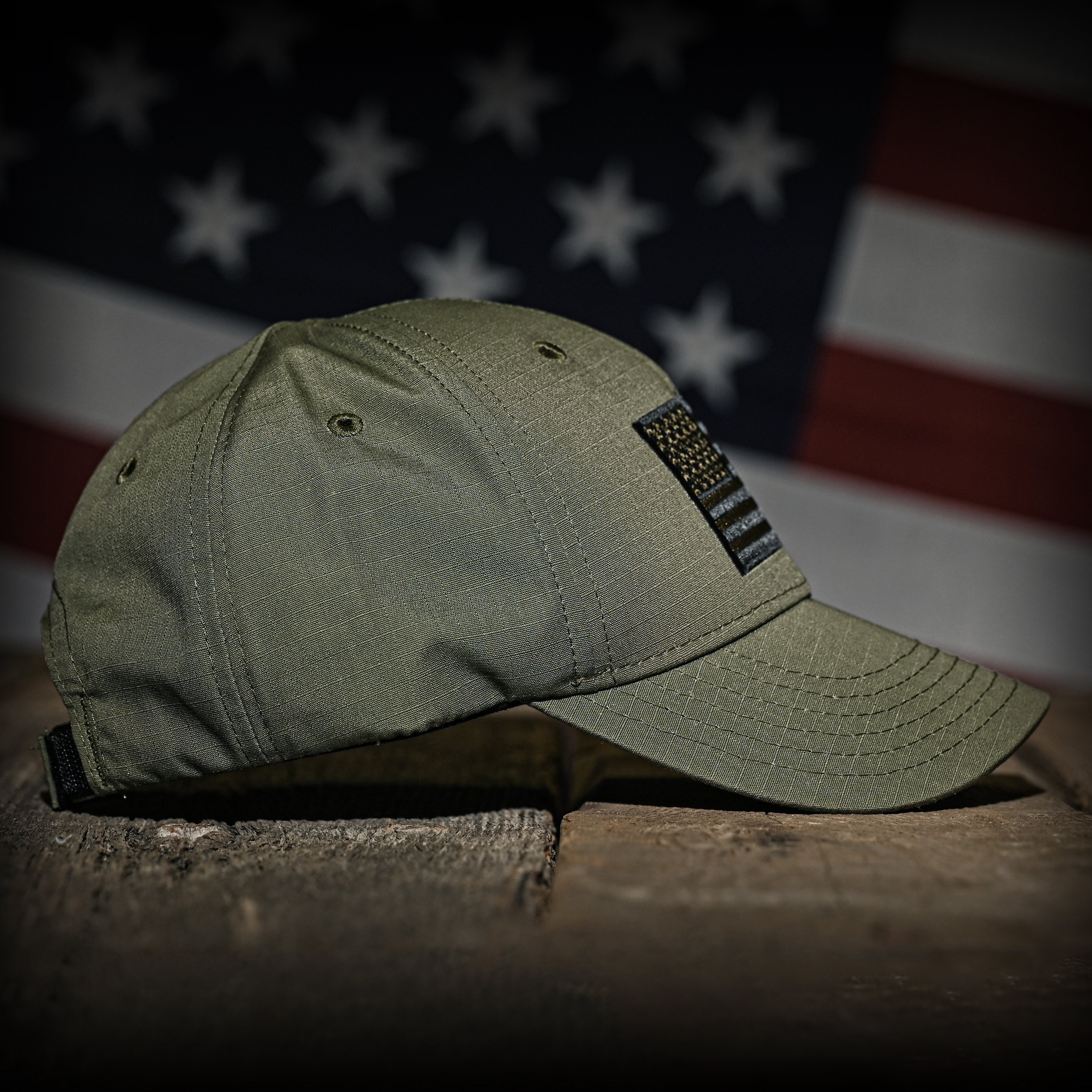Ranger Green Ripstop Full Fabric American Flag Hat
