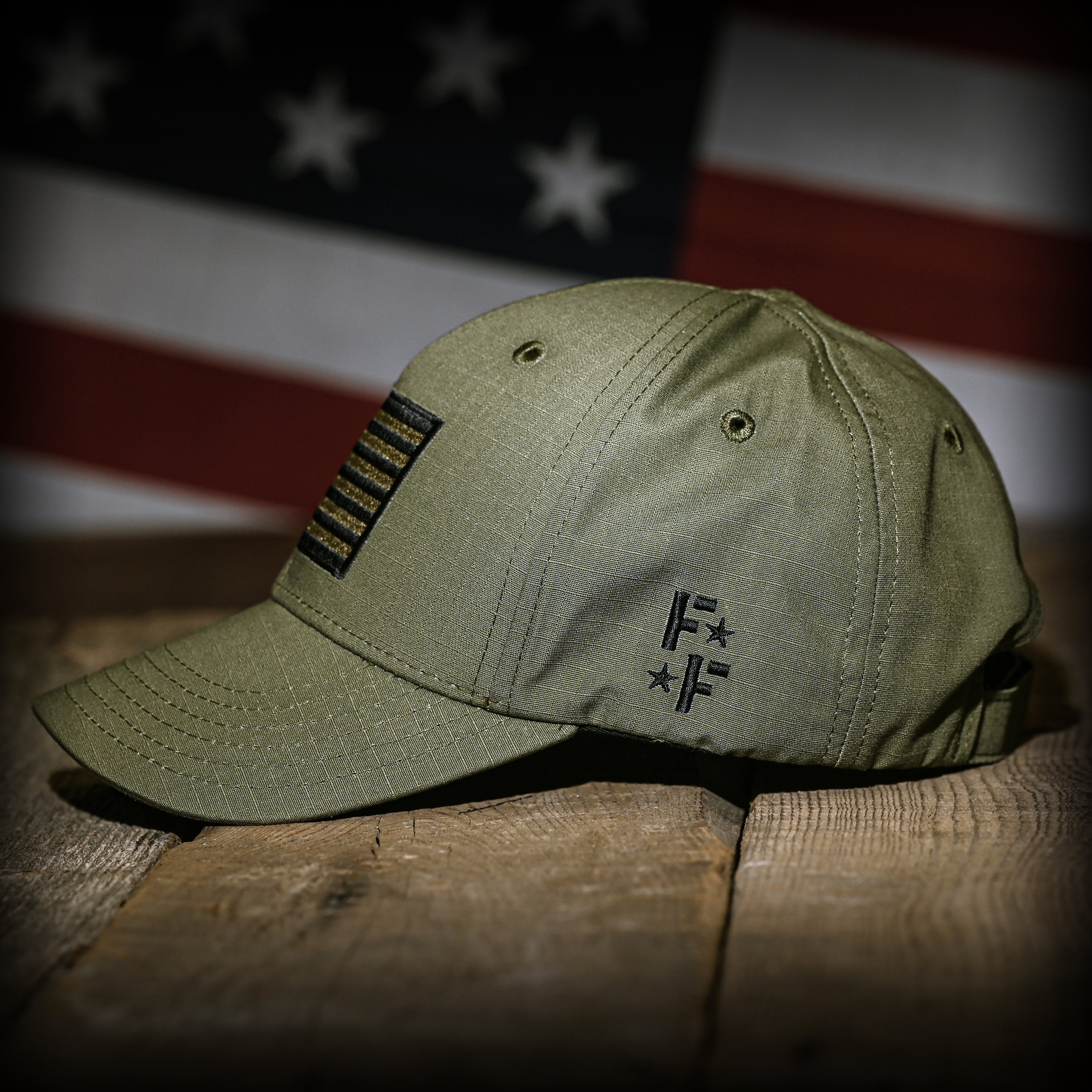 Ranger Green Ripstop Full Fabric American Flag Hat