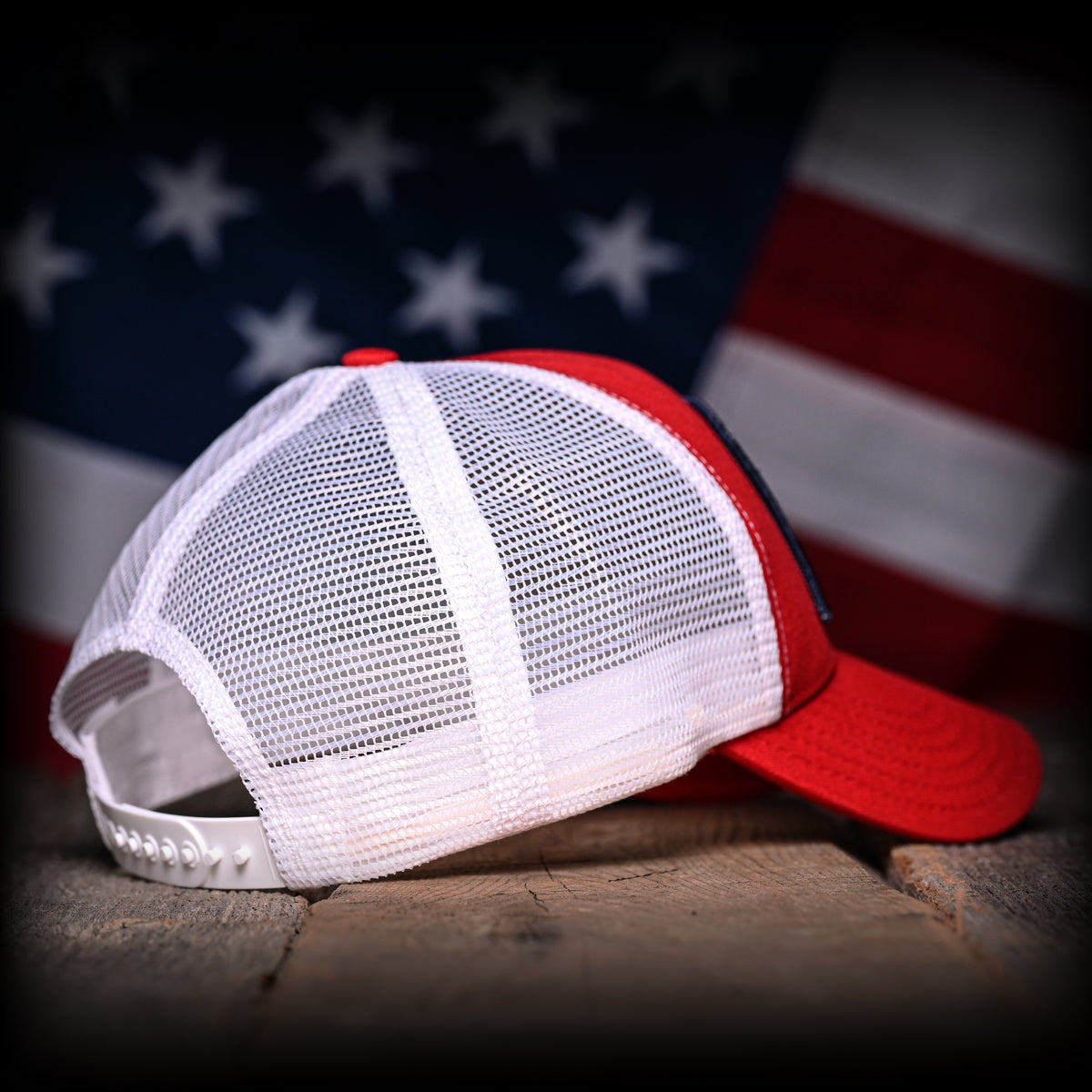 Red & White American Flag Trucker Hat