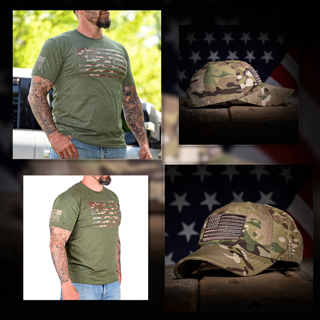 MultiCam T Shirt & Range Hat Patriotic Bundle