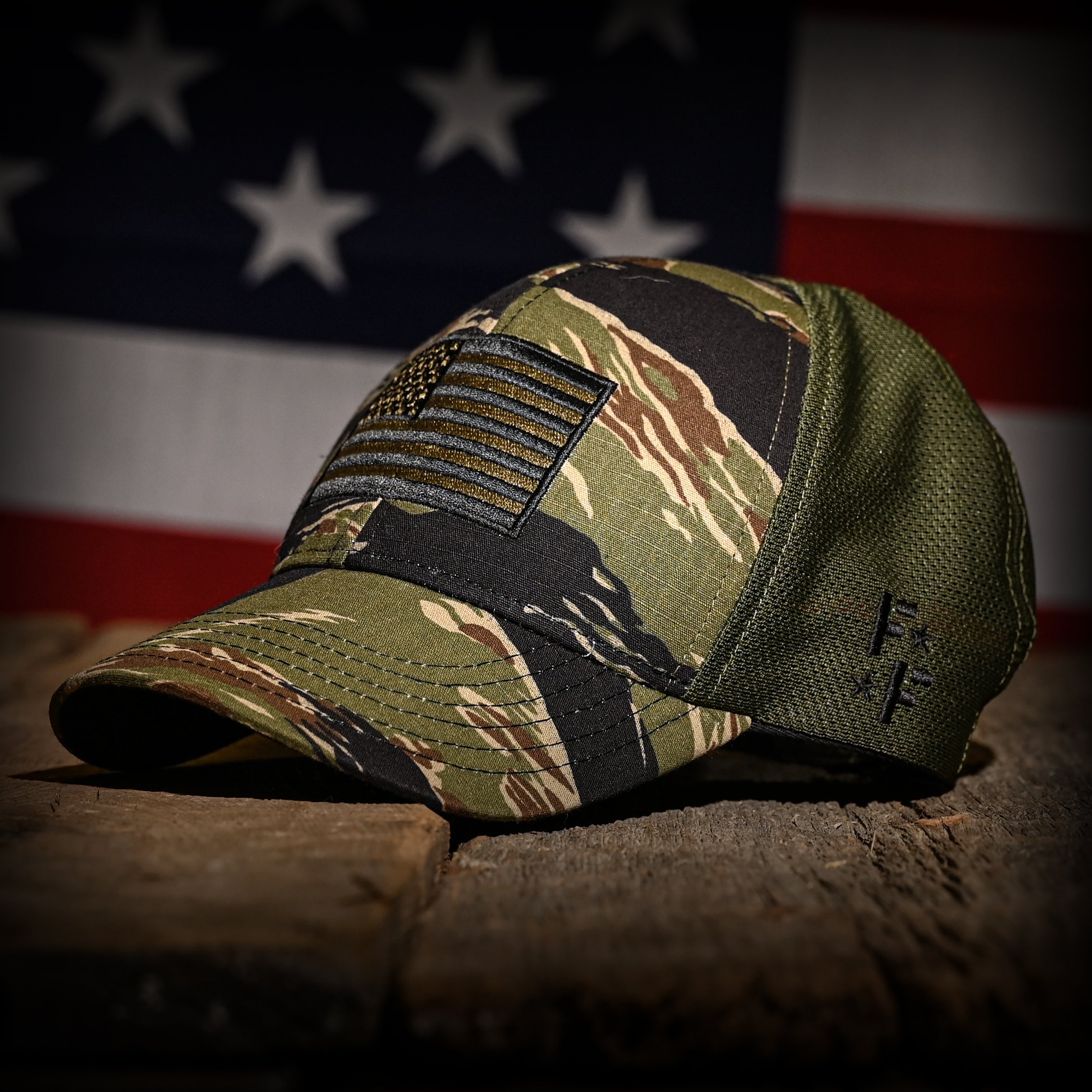 Jungle Tiger Stripe Ripstop American Flag Hat | Freedom Fatigues