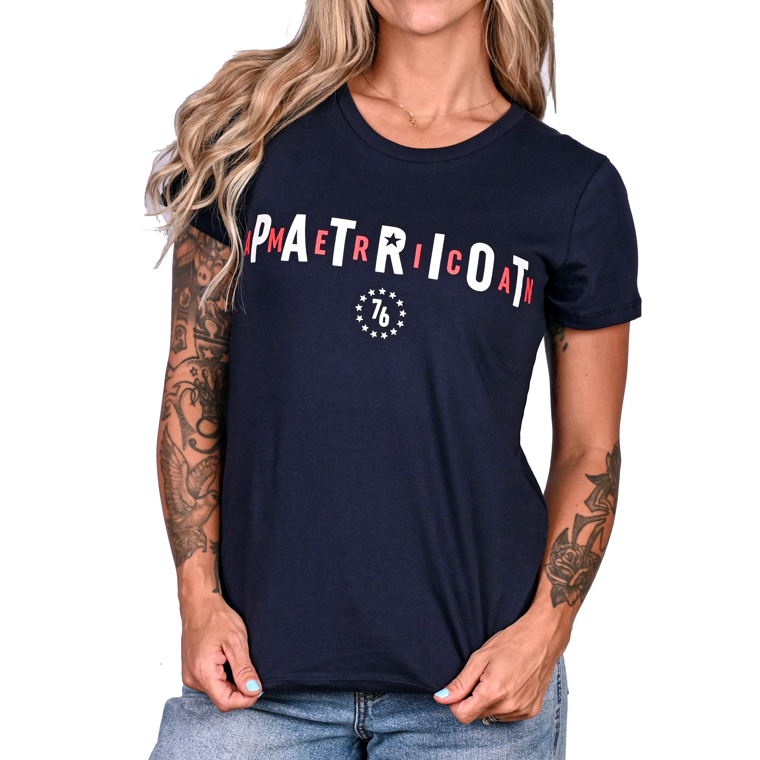 Front View of the Women's American Patriot Relaxed Fit Tshirt