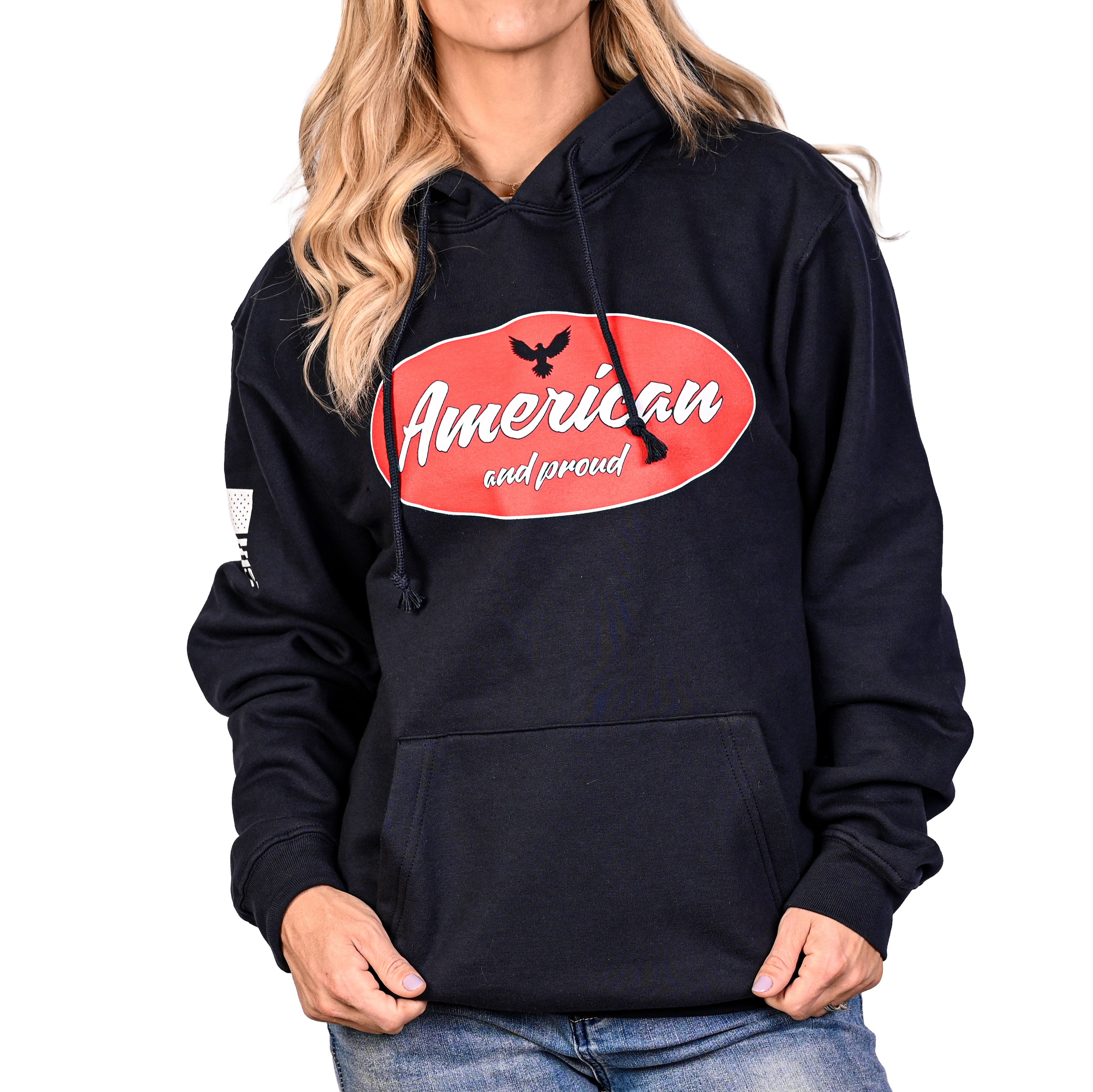 Women's Heavyweight Oversized American & Proud Patriotic Hoodie