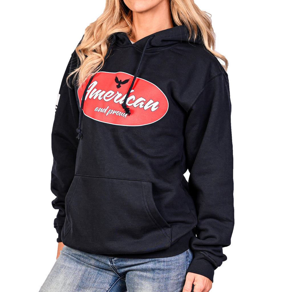 Women's Heavyweight Oversized American & Proud Patriotic Hoodie