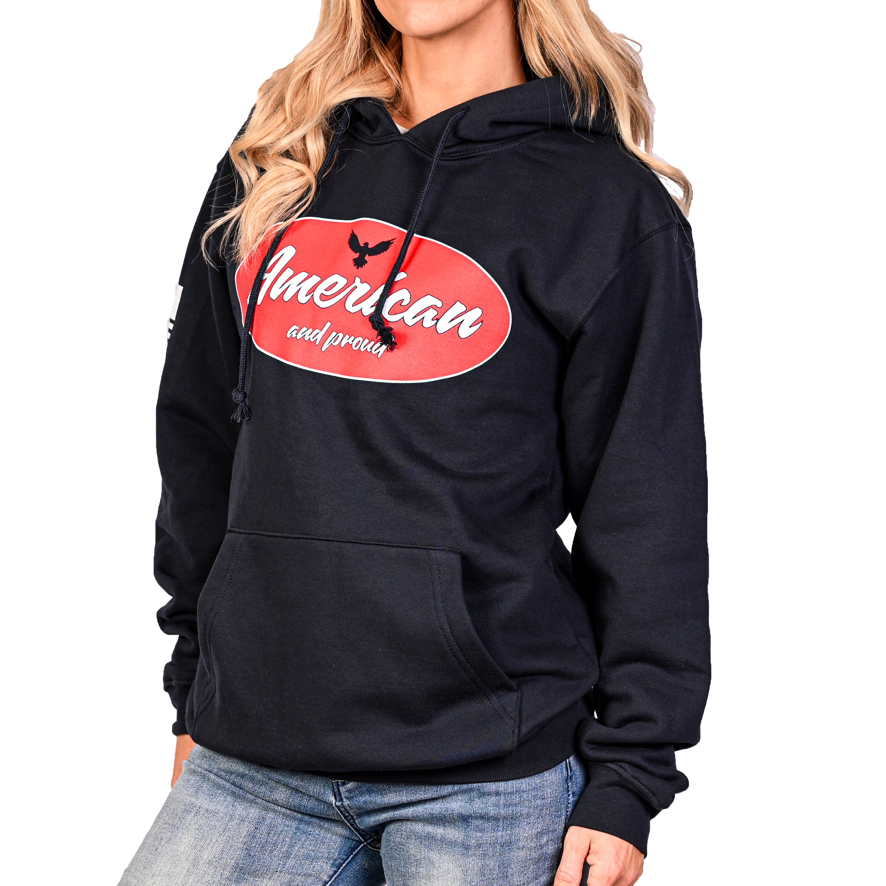 Women's Heavyweight Oversized American & Proud Patriotic Hoodie