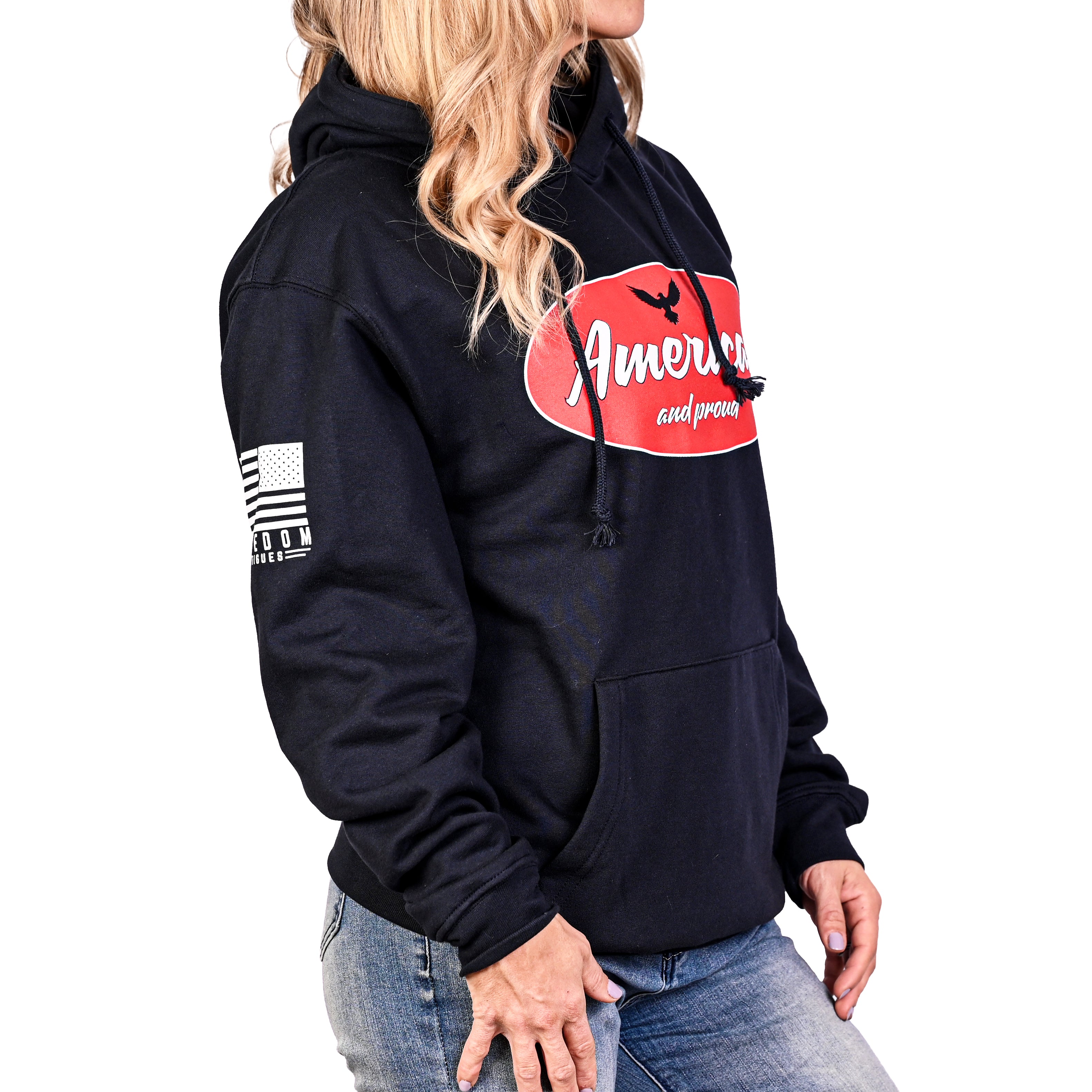 Women's Heavyweight Oversized American & Proud Patriotic Hoodie