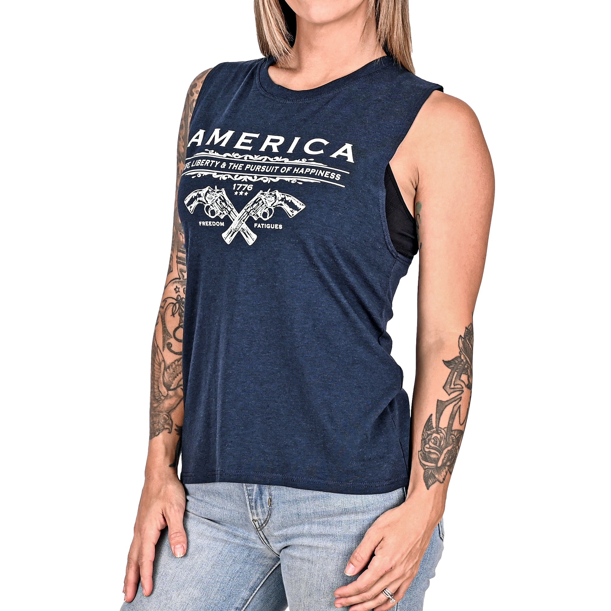 Women's Unalienable Rights Midnight Navy Muscle Tank 