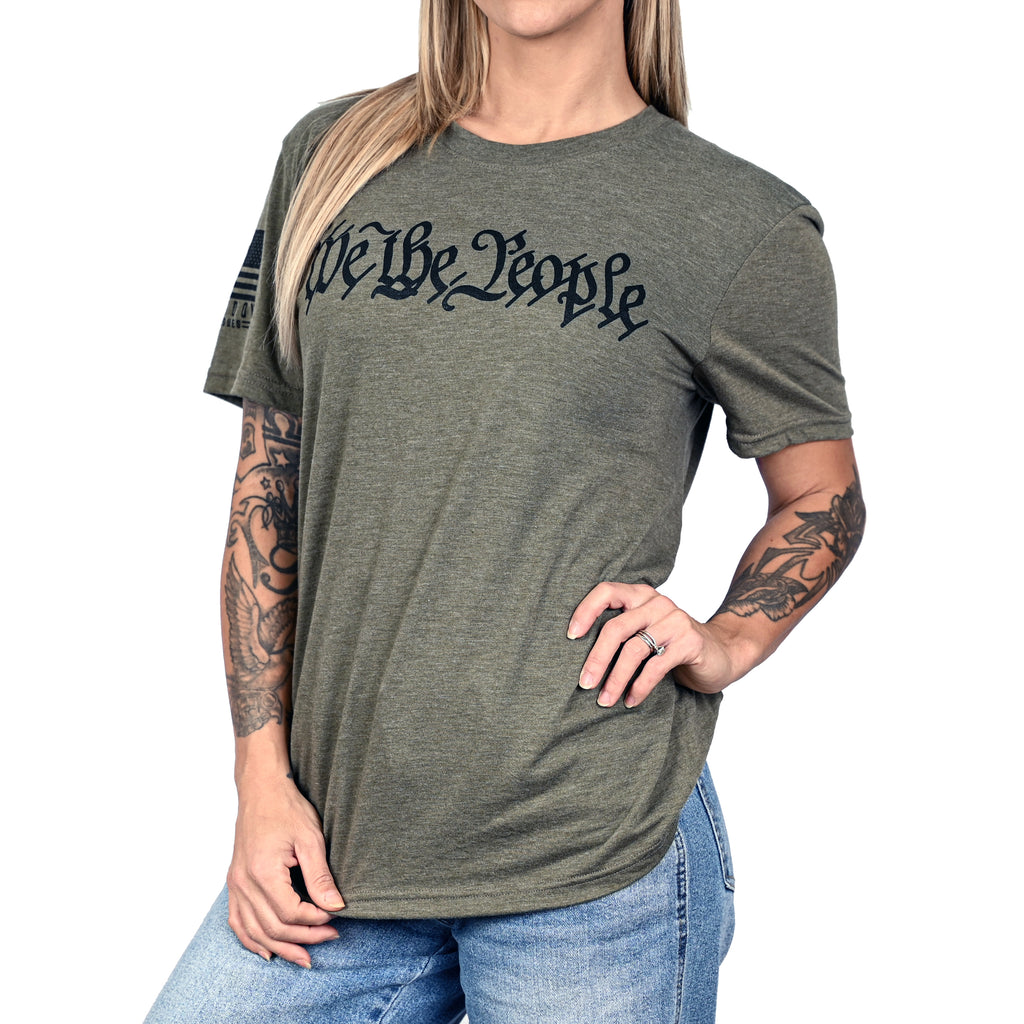 Women's We The People Boyfriend Fit Military Green Patriotic Tshirt