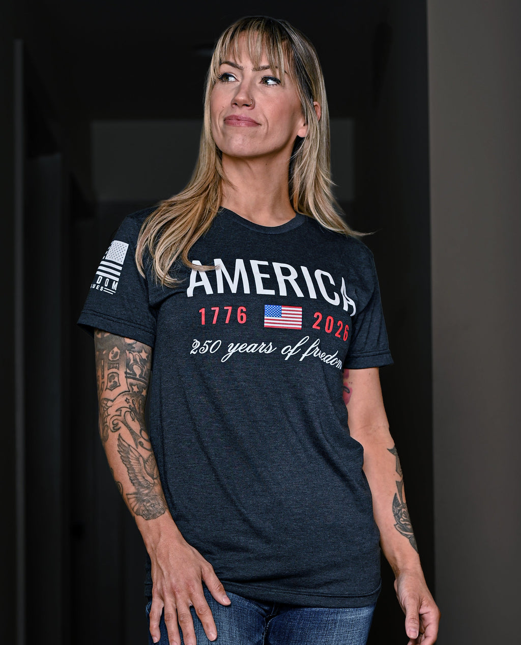 Women's 250 Years of Freedom Patriotic Boyfriend Fit T-Shirt