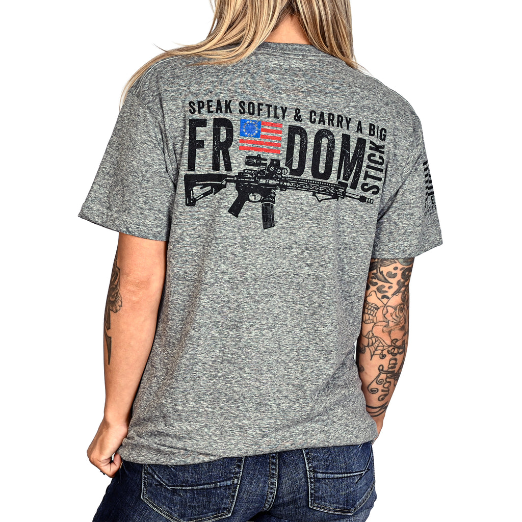 Women's Freedom Stick Patriotic 2A Boyfriend Fit T-Shirt