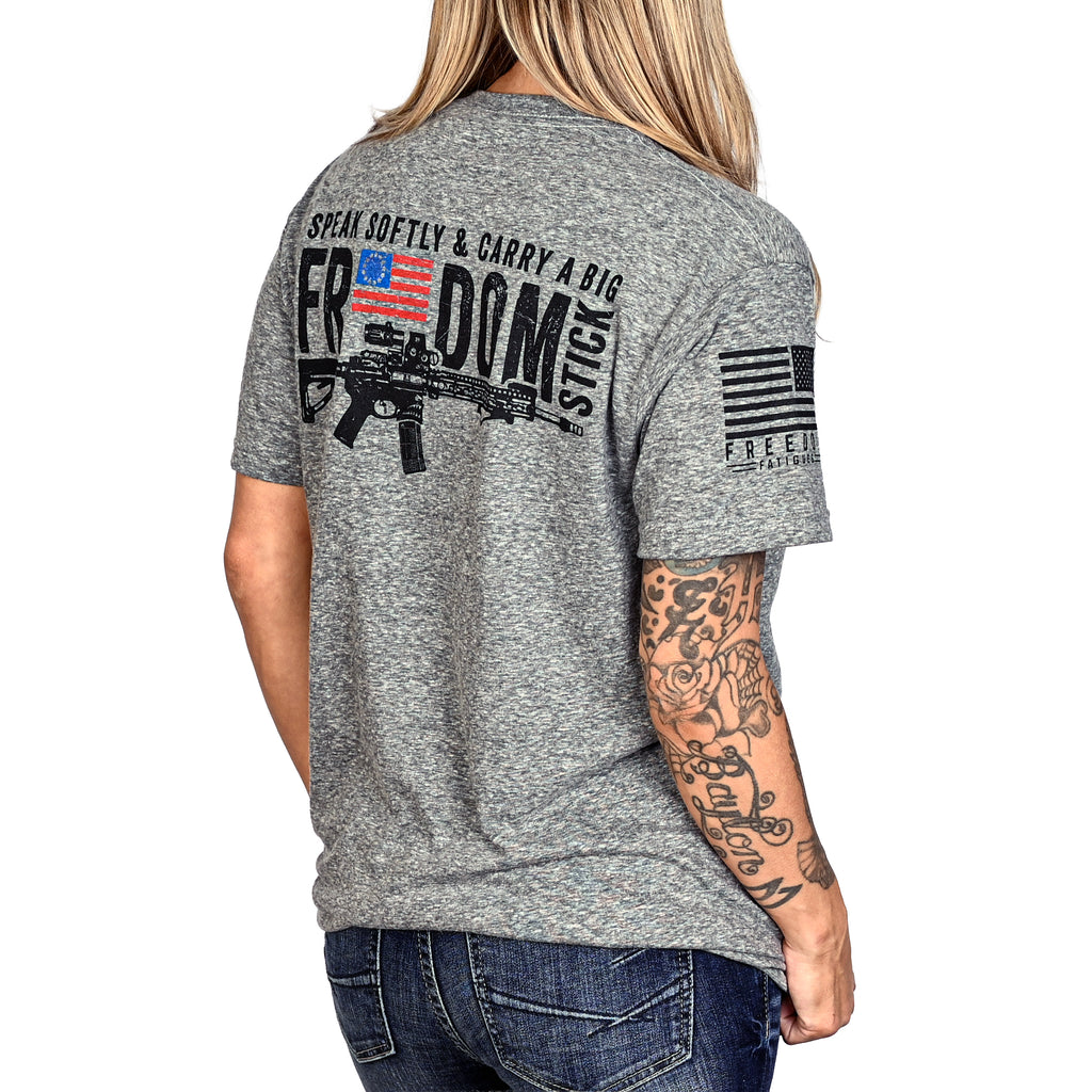 Women's Freedom Stick Patriotic 2A Boyfriend Fit T-Shirt