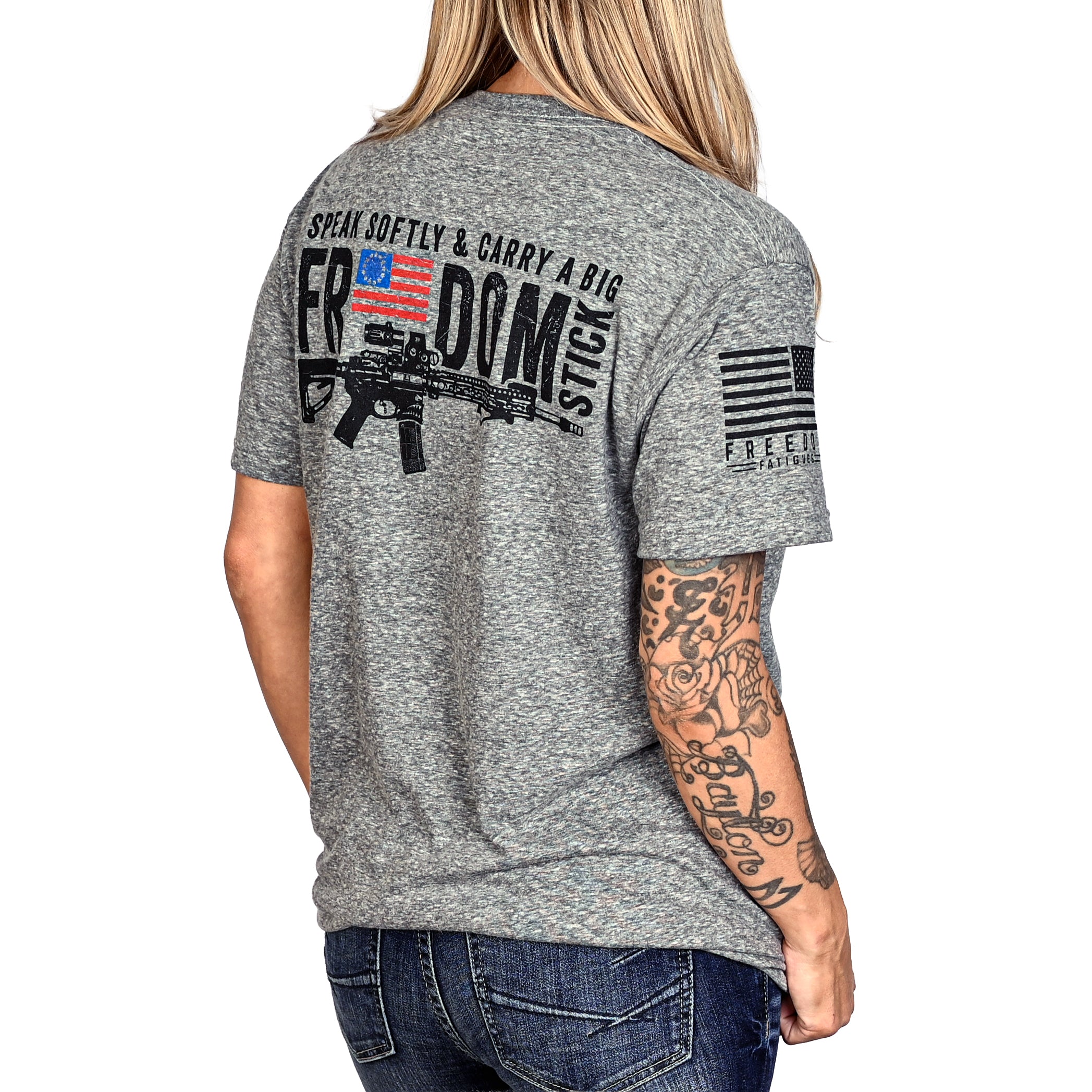 Women's Freedom Stick Patriotic 2A Boyfriend Fit T-Shirt