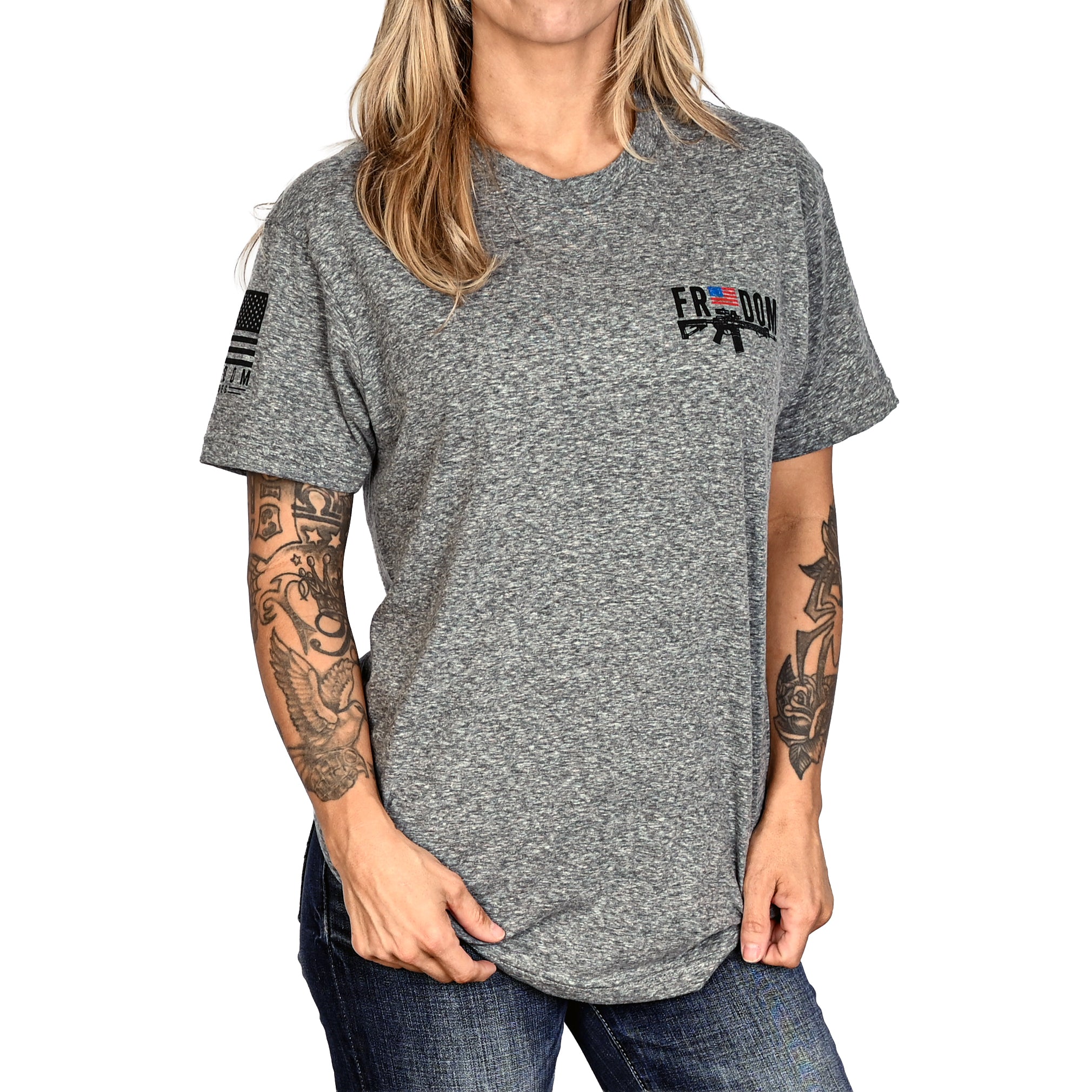 Women's Freedom Stick Patriotic 2A Boyfriend Fit T-Shirt