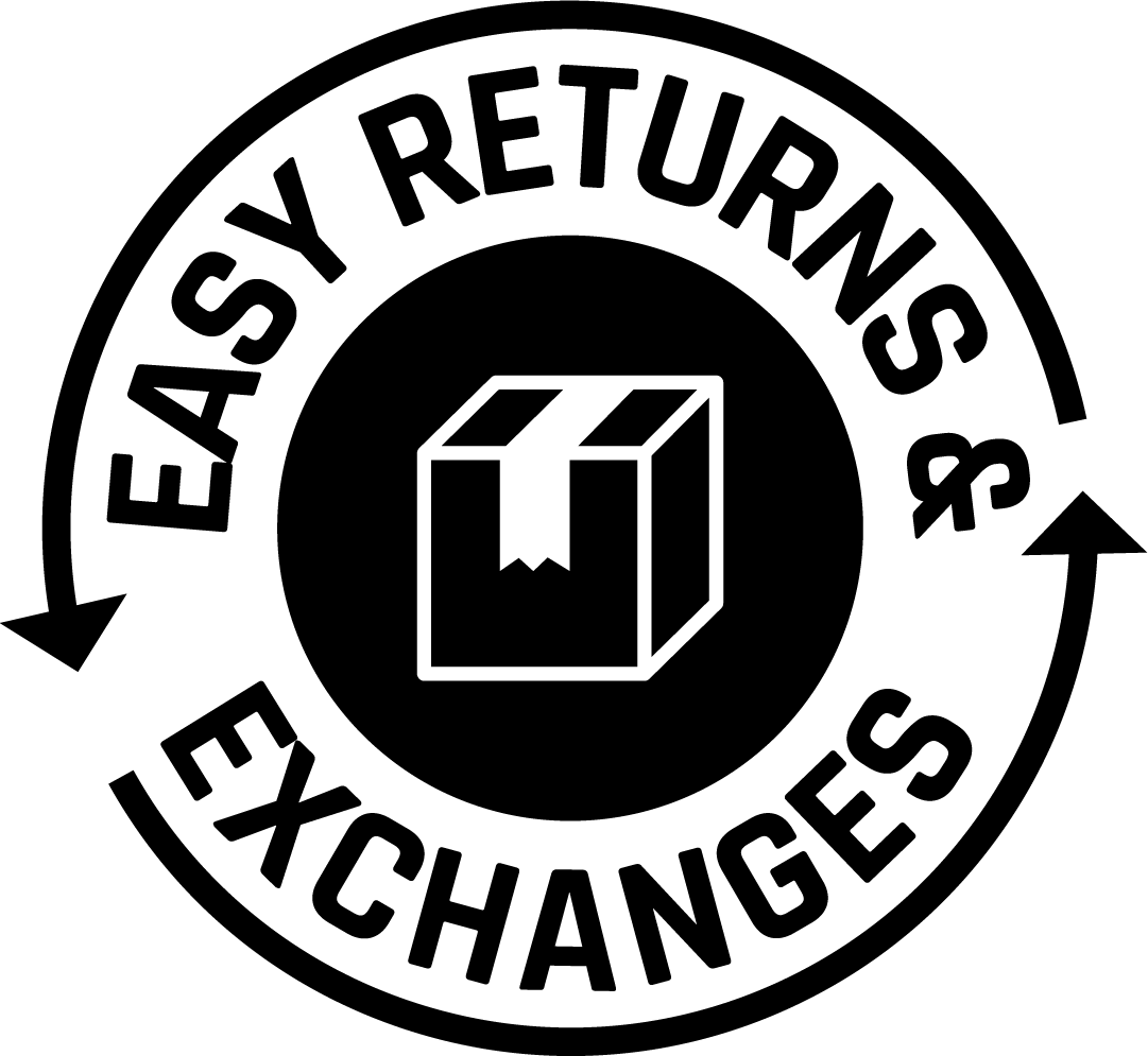 Logo with 'Easy Returns & Exchanges' text and a box icon inside a circle.