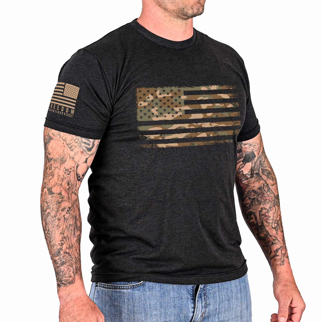 Camo American Flag Patriotic T Shirt