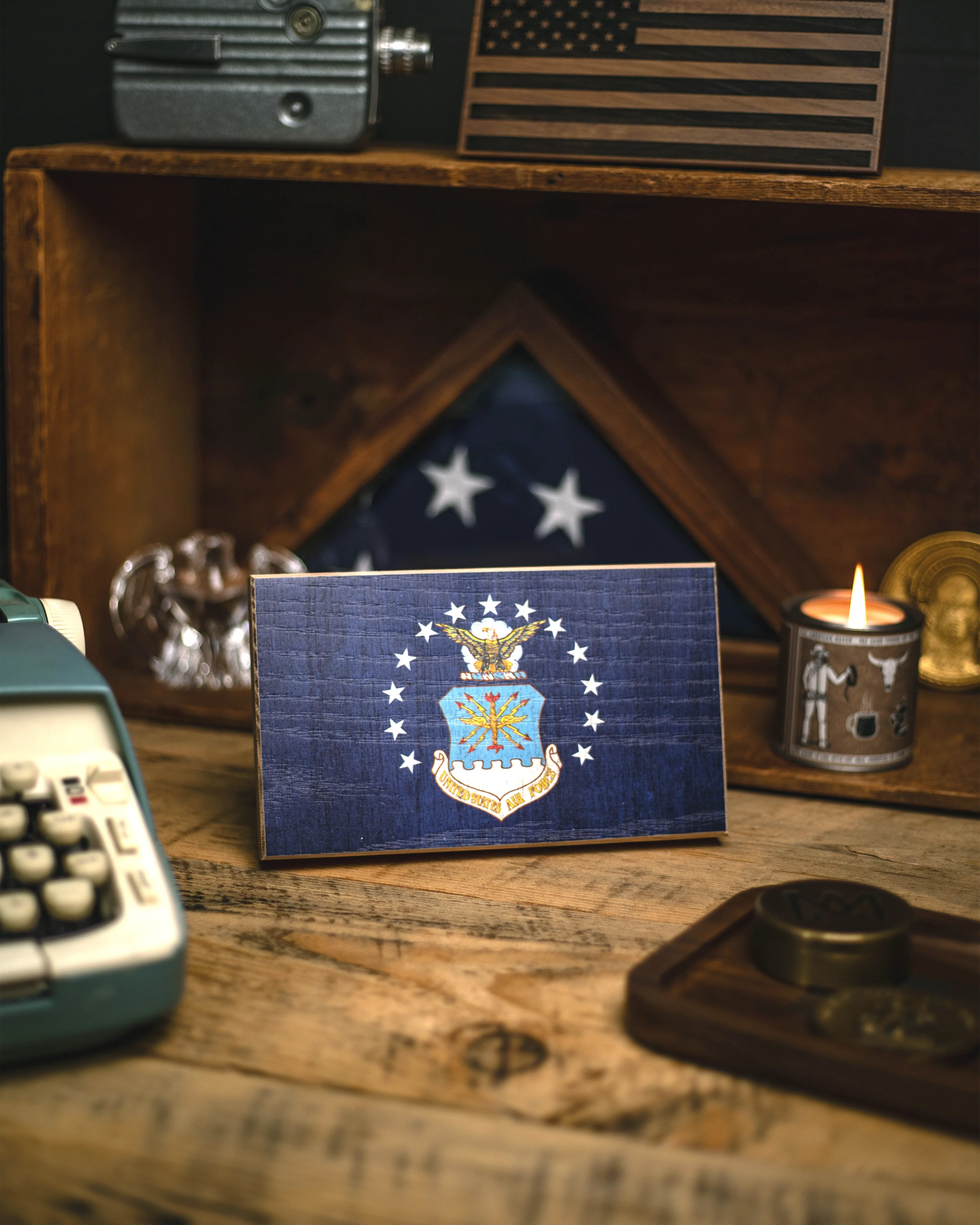 Air Force Wooden Desk Flag