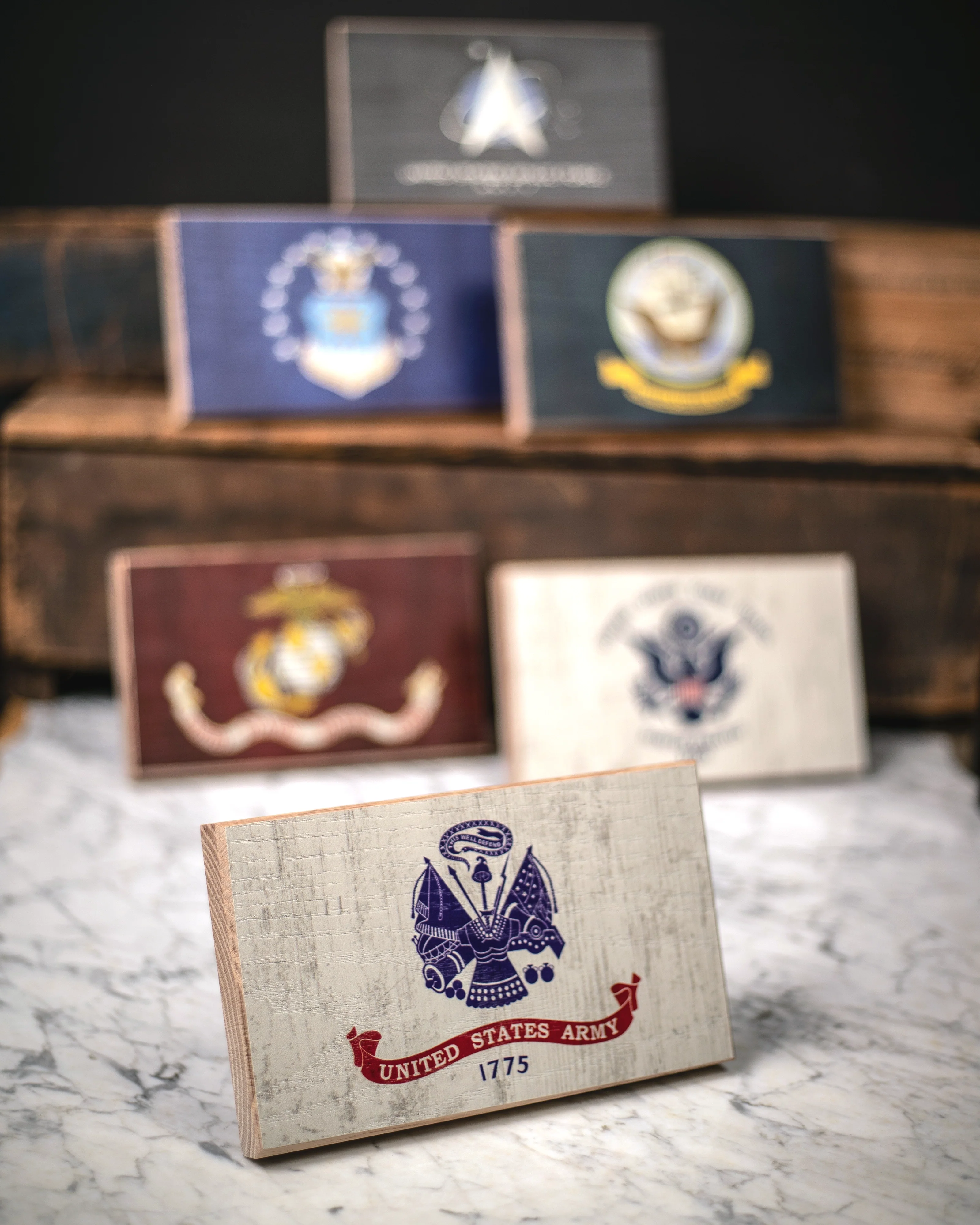 Army Wooden Desk Flag