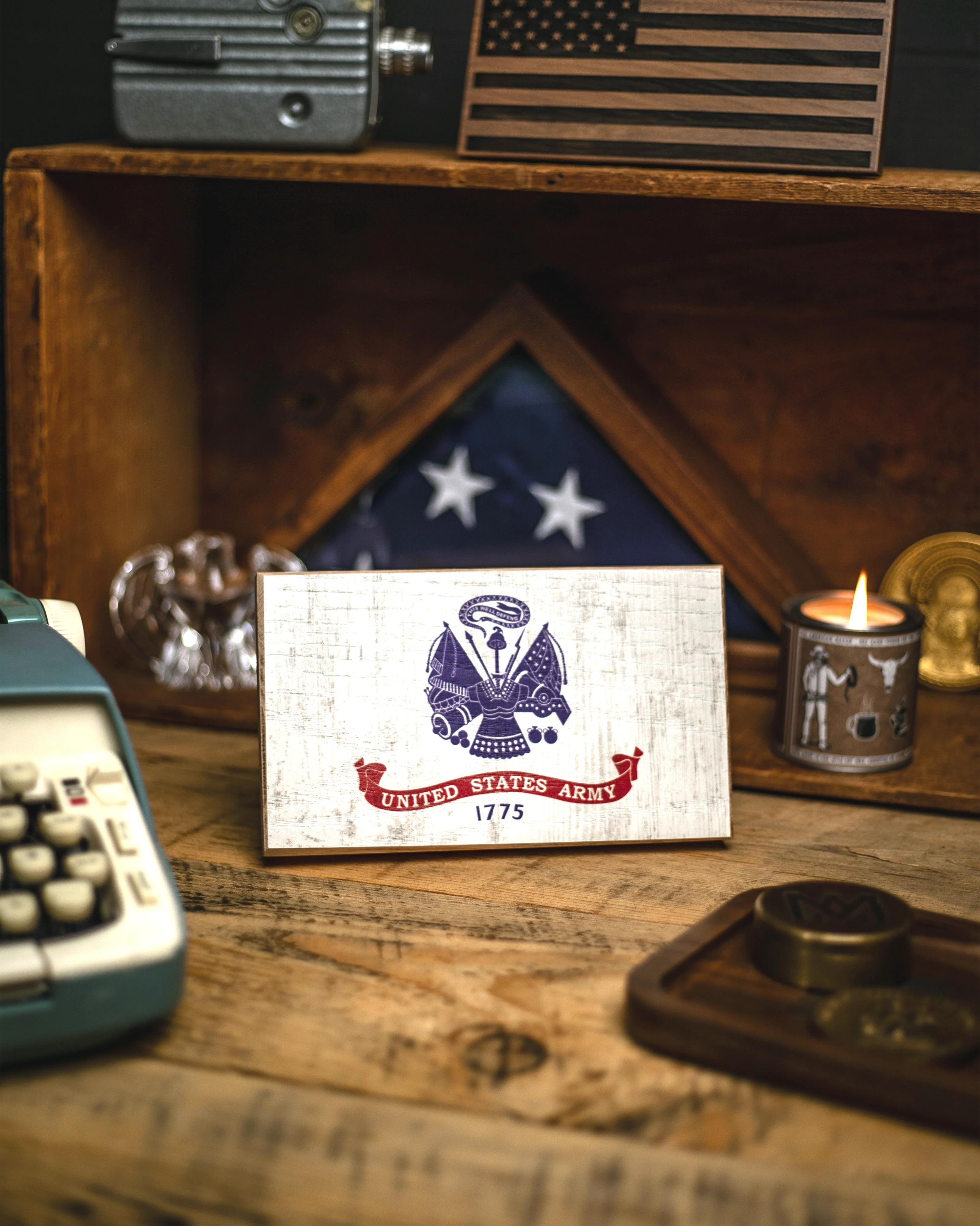 Army Wooden Desk Flag