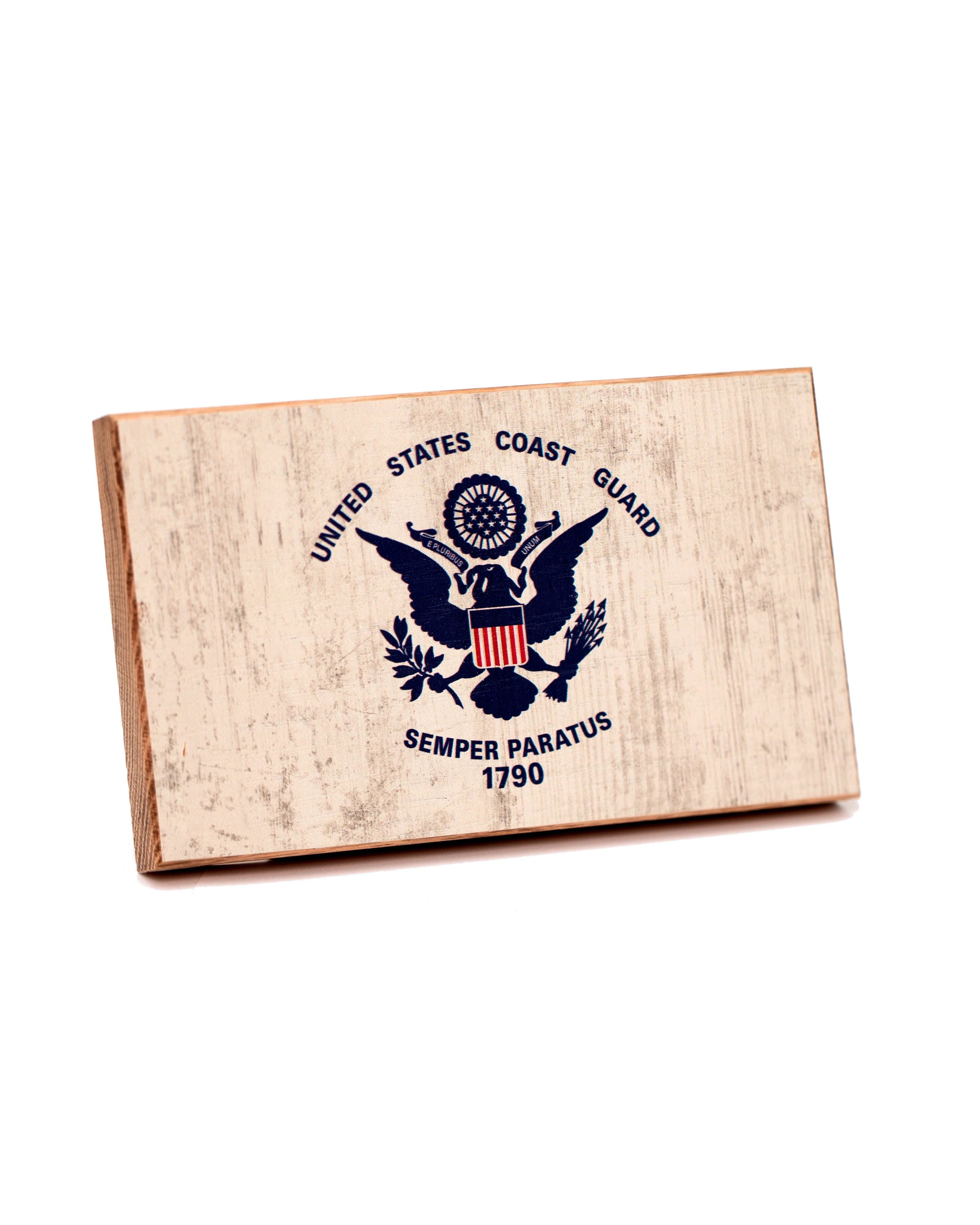Coast Guard Wooden Desk Flag