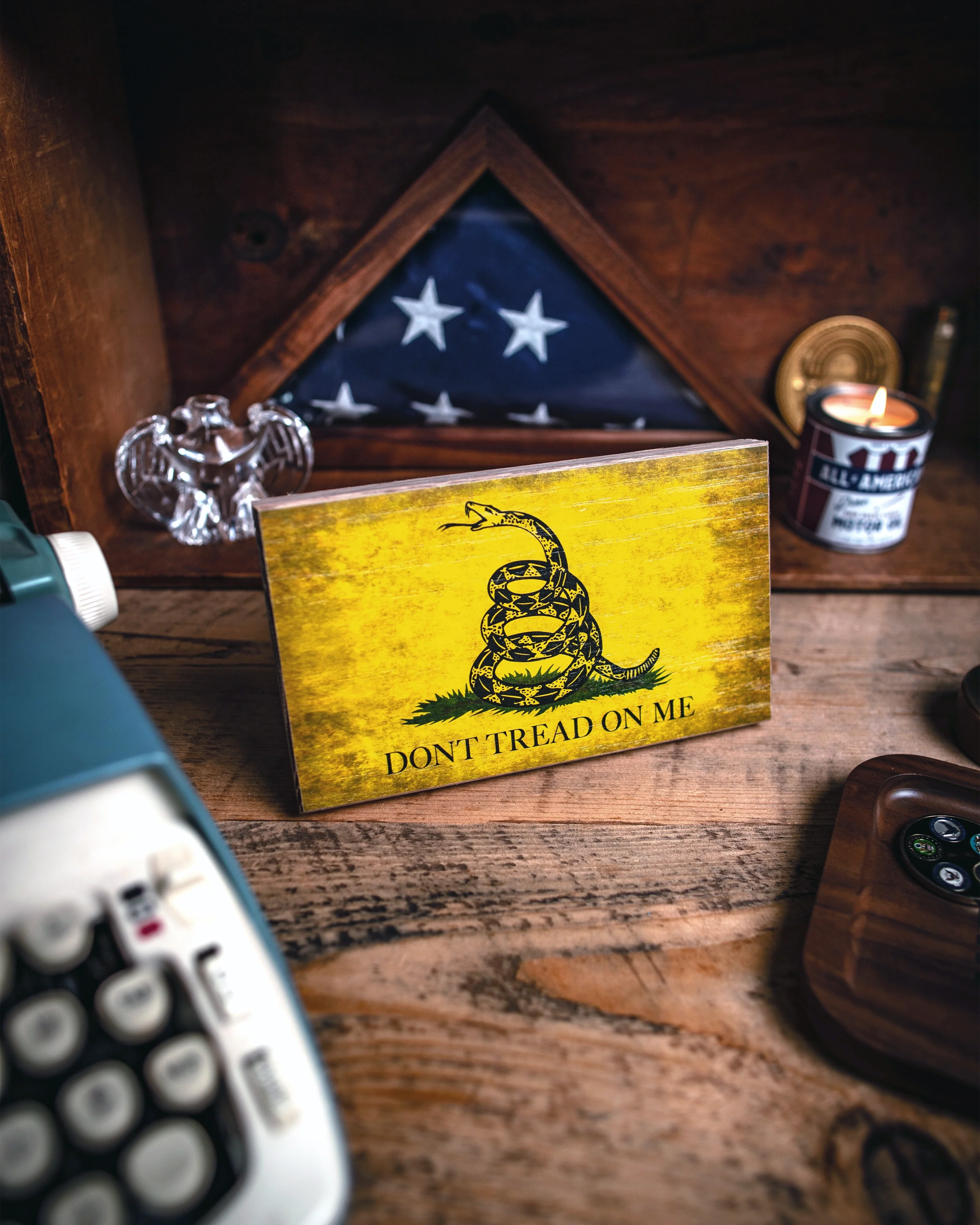 Gadsden Wooden Desk Flag