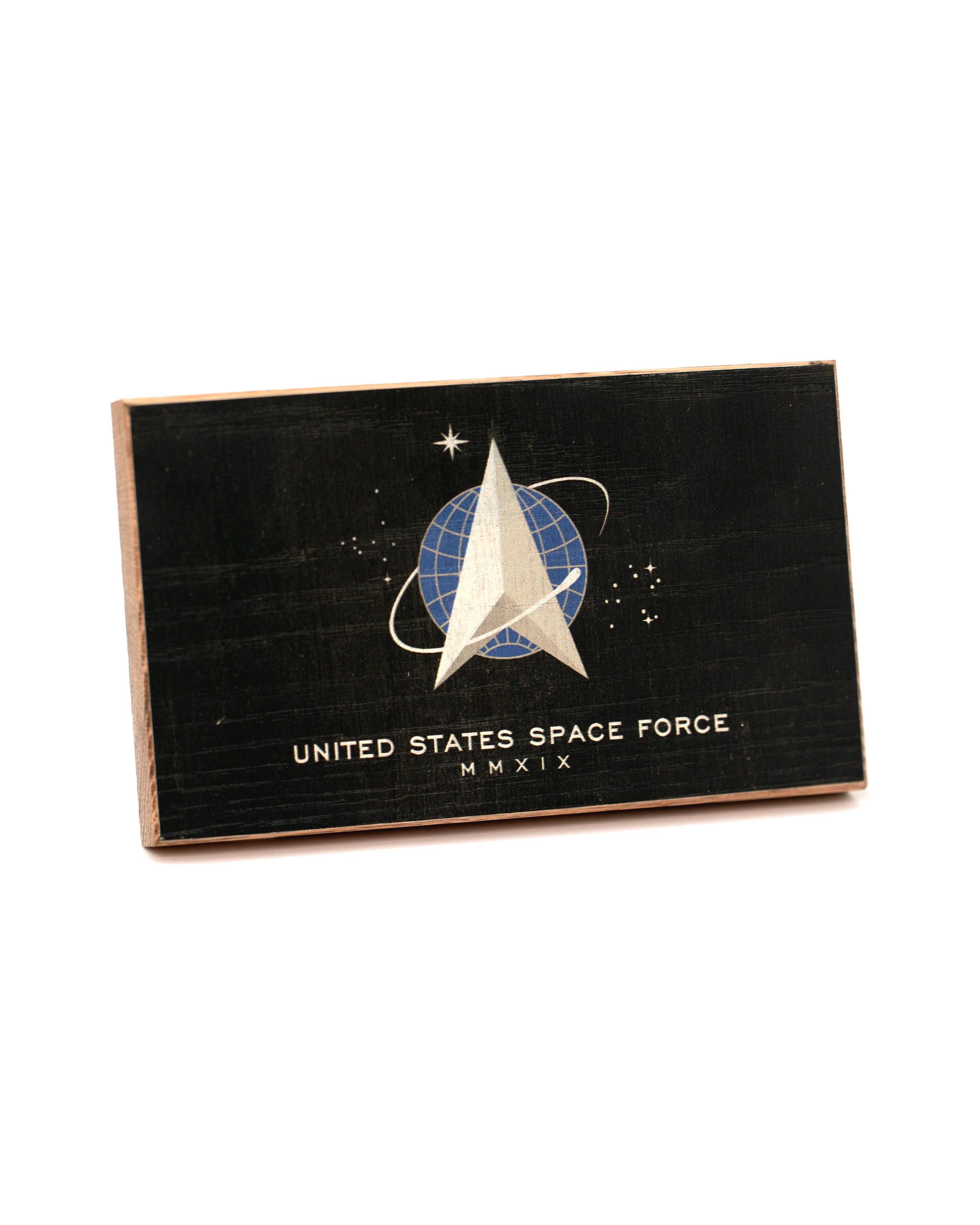United States Space Force logo on a black background